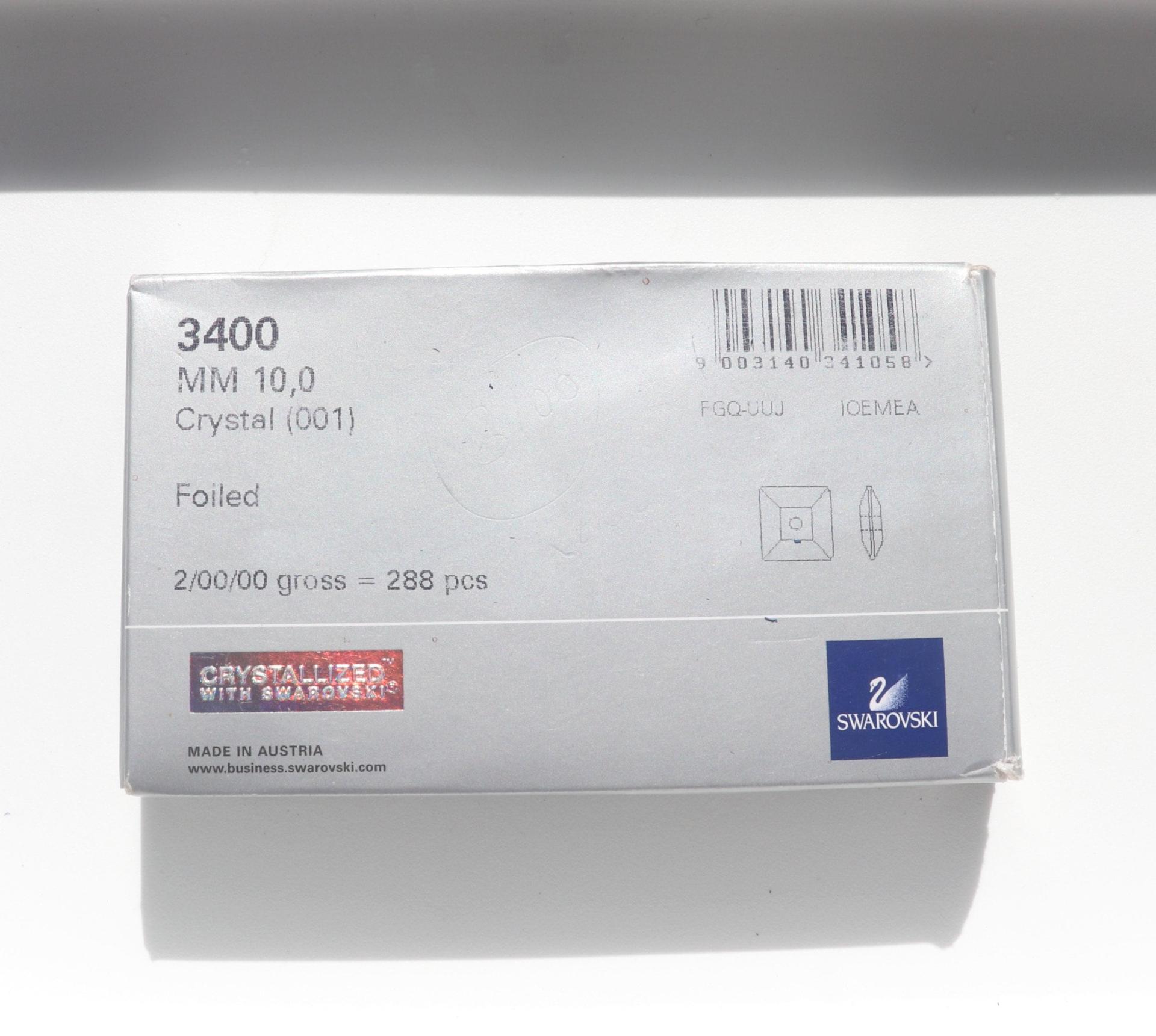 10mm Swarovski 3400 Square Lochrosen (3400) in Crystal 2/4/24/72/144 Pieces PREMIUM Materials