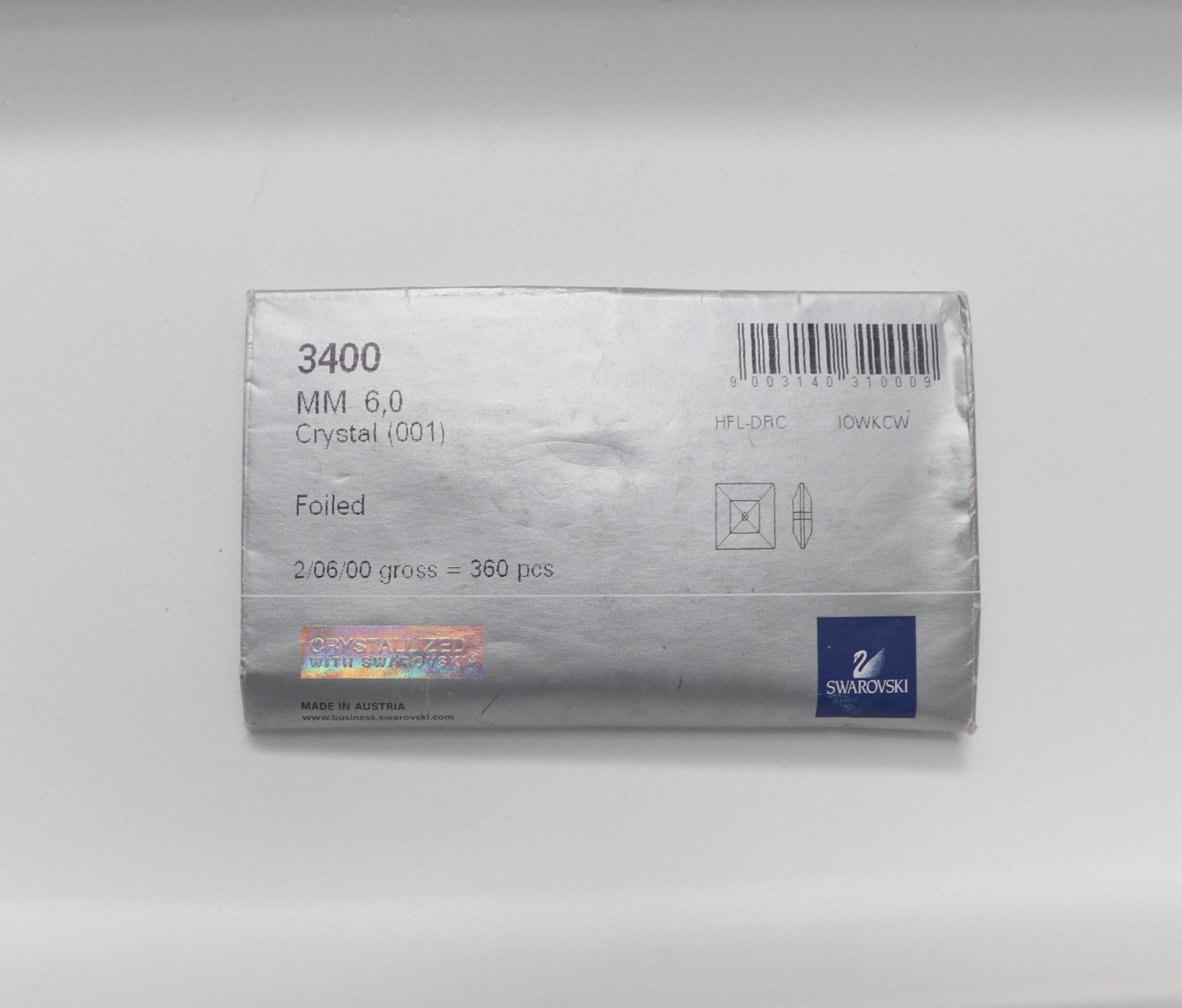6mm Swarovski 3400 Square Lochrosen (3400) in CRYSTAL 12/24/72/144 Pieces PREMIUM Materials