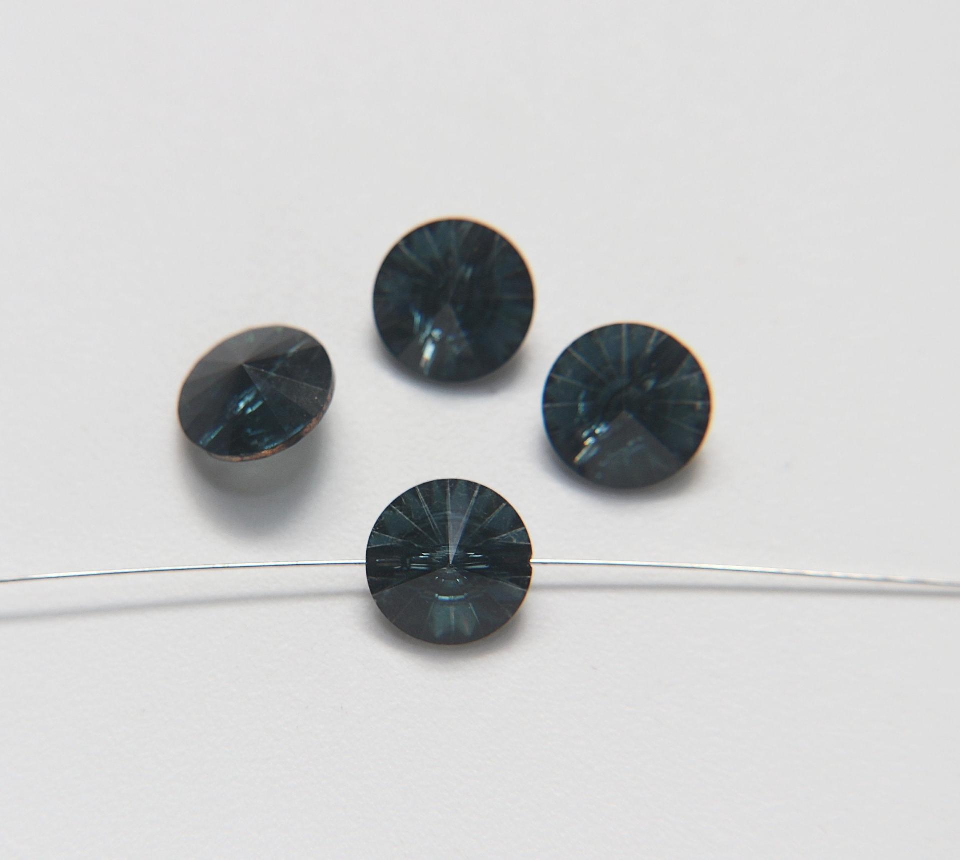 12mm Montana Vintage Swarovski 3015 Sew On Rivoli Button Genuine Swarovski Crystal 2/6/12 pieces