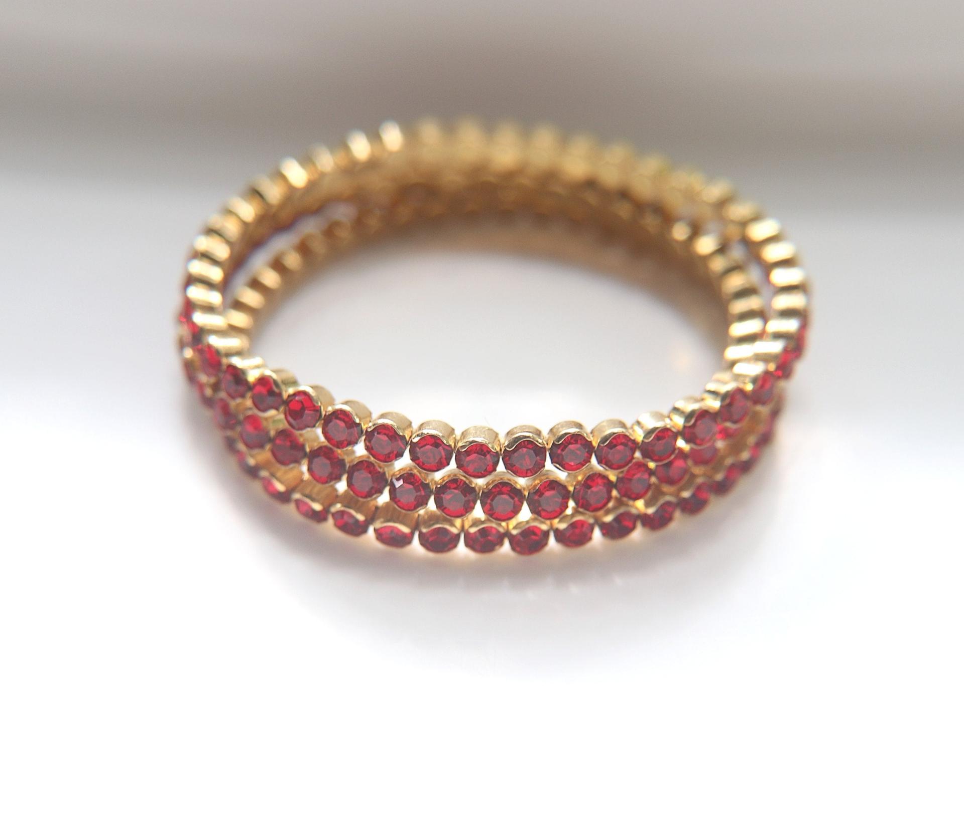 Swarovski Stretch Bezel Chain Bracelet Light Siam / Siam 137E00P3218C F13 Gold 03-05 mil Swarovski Stretch Bezel jewelry, hand cuffs