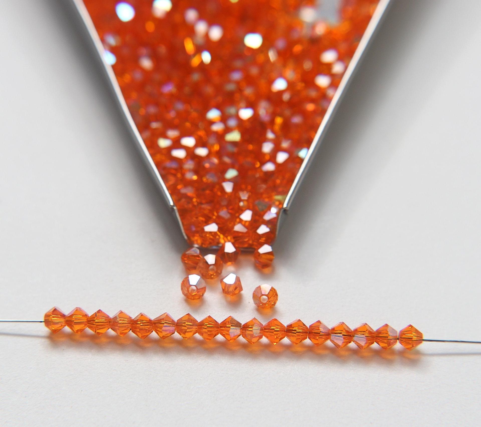 4mm Swarovski Tangerine Aurore Boreale Bicones beads rainbow 36/72/144/432/720 Pieces rainbow beads, jewelry making, couture embellishments