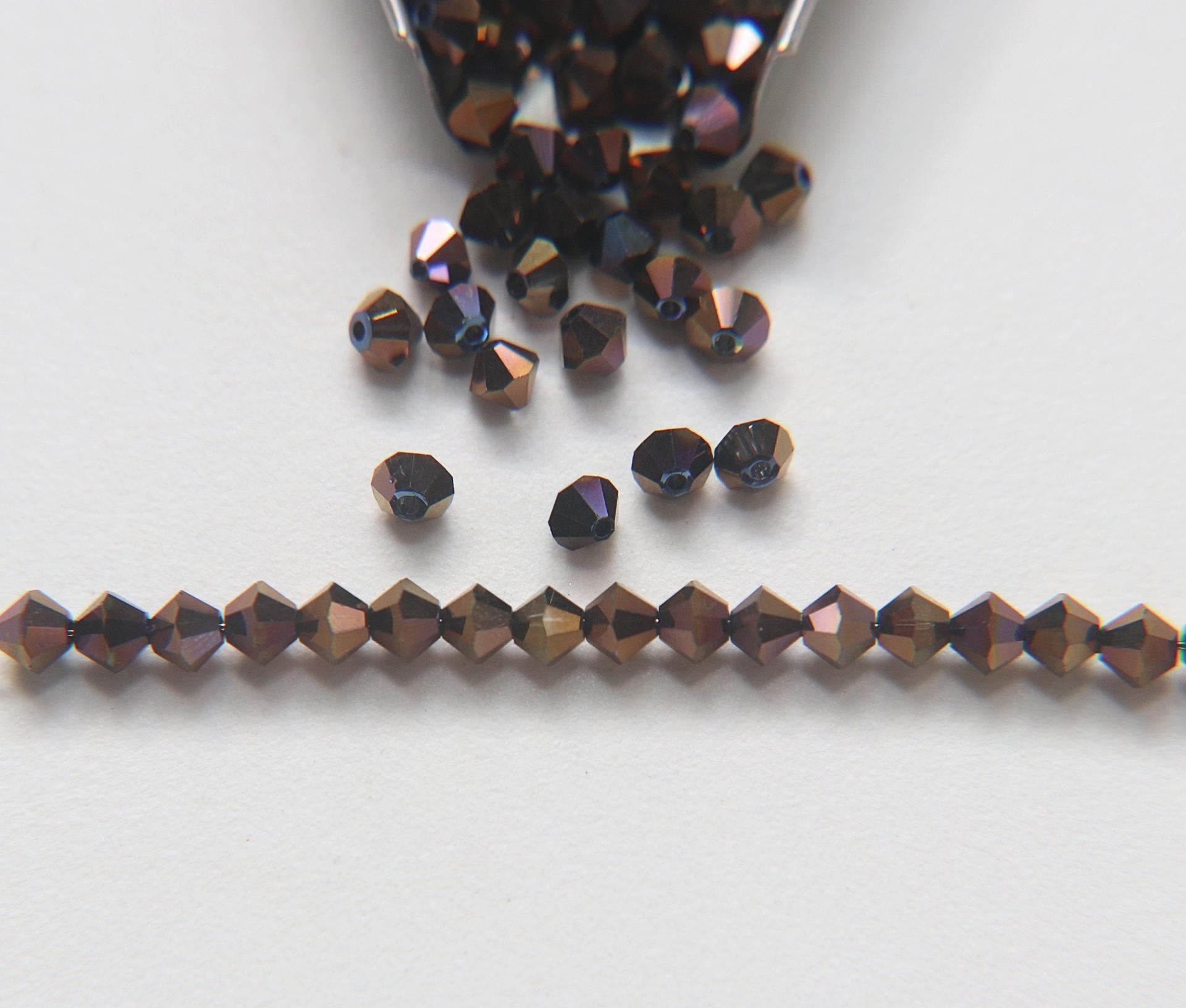 4mm Swarovski Crystal Dorado Blue 2X FC Bicones Rainbow Crystal Beads 36/72/144/432/720 Pieces jewelry making, embroidery couture materials