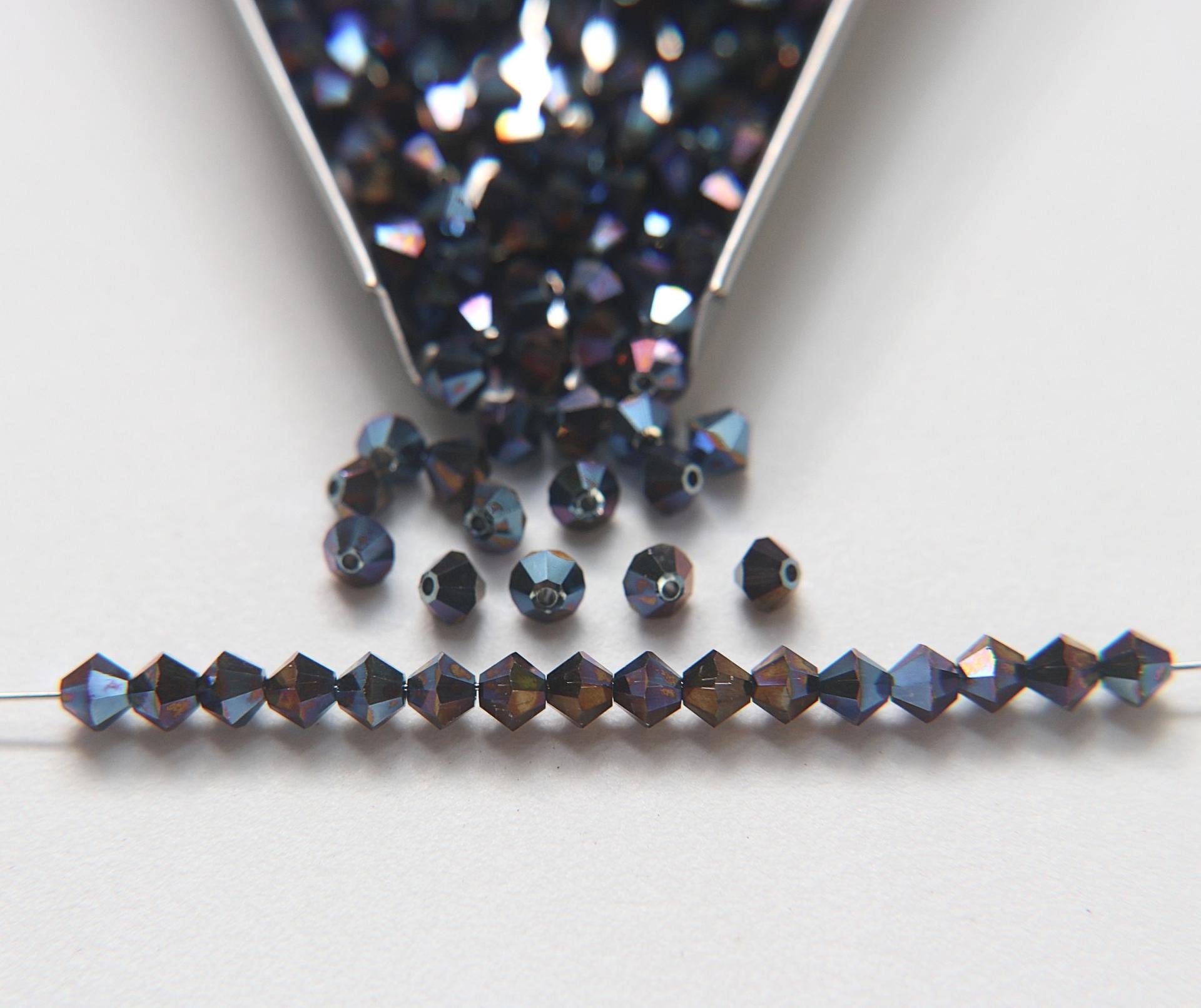 4mm Swarovski Crystal Rainbow Dark FC Bicones Rainbow Crystal Beads 36/72/144/432/720 Pieces jewelry making, embroidery couture materials