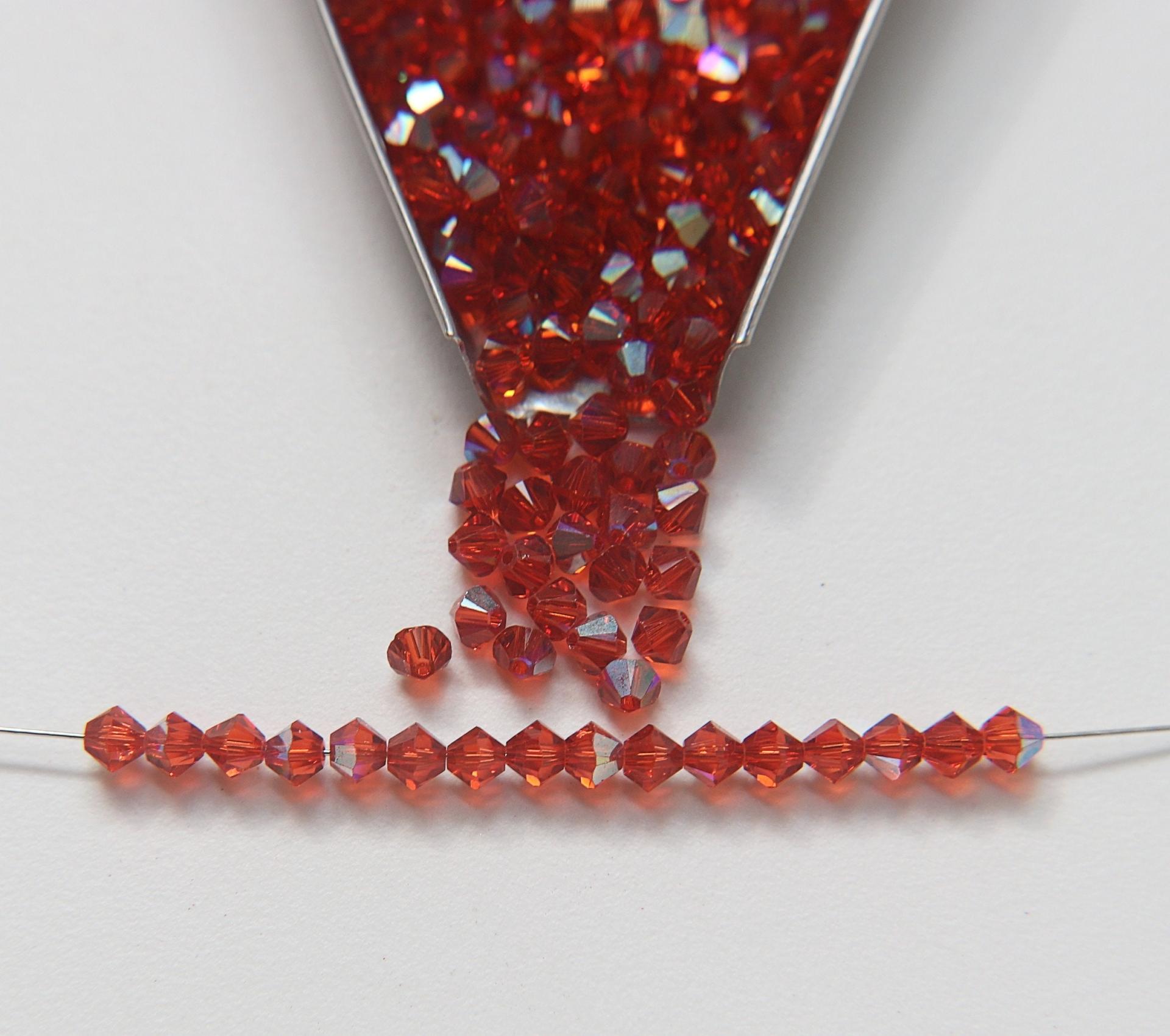 4mm Swarovski Indian Red AB Bicones beads rainbow 36/72/144/432/720 Pieces (550) rainbow beads, jewelry making, couture embellishments