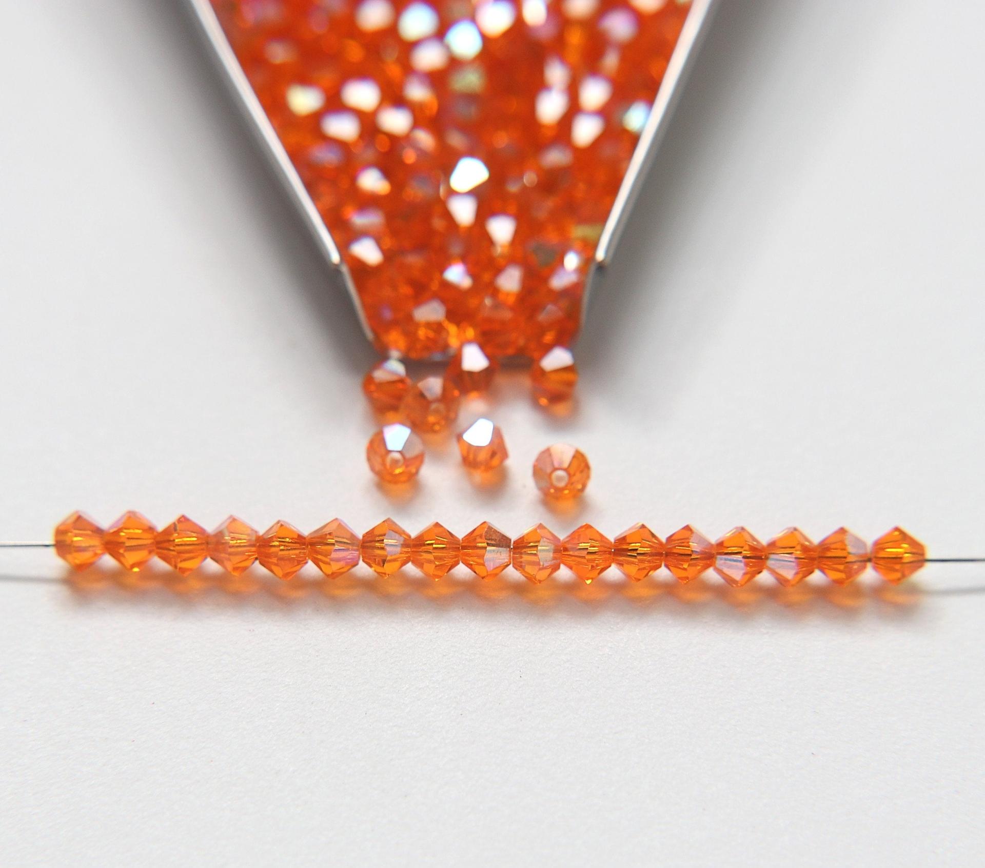 4mm Swarovski Tangerine Aurore Boreale Bicones beads rainbow 36/72/144/432/720 Pieces rainbow beads, jewelry making, couture embellishments