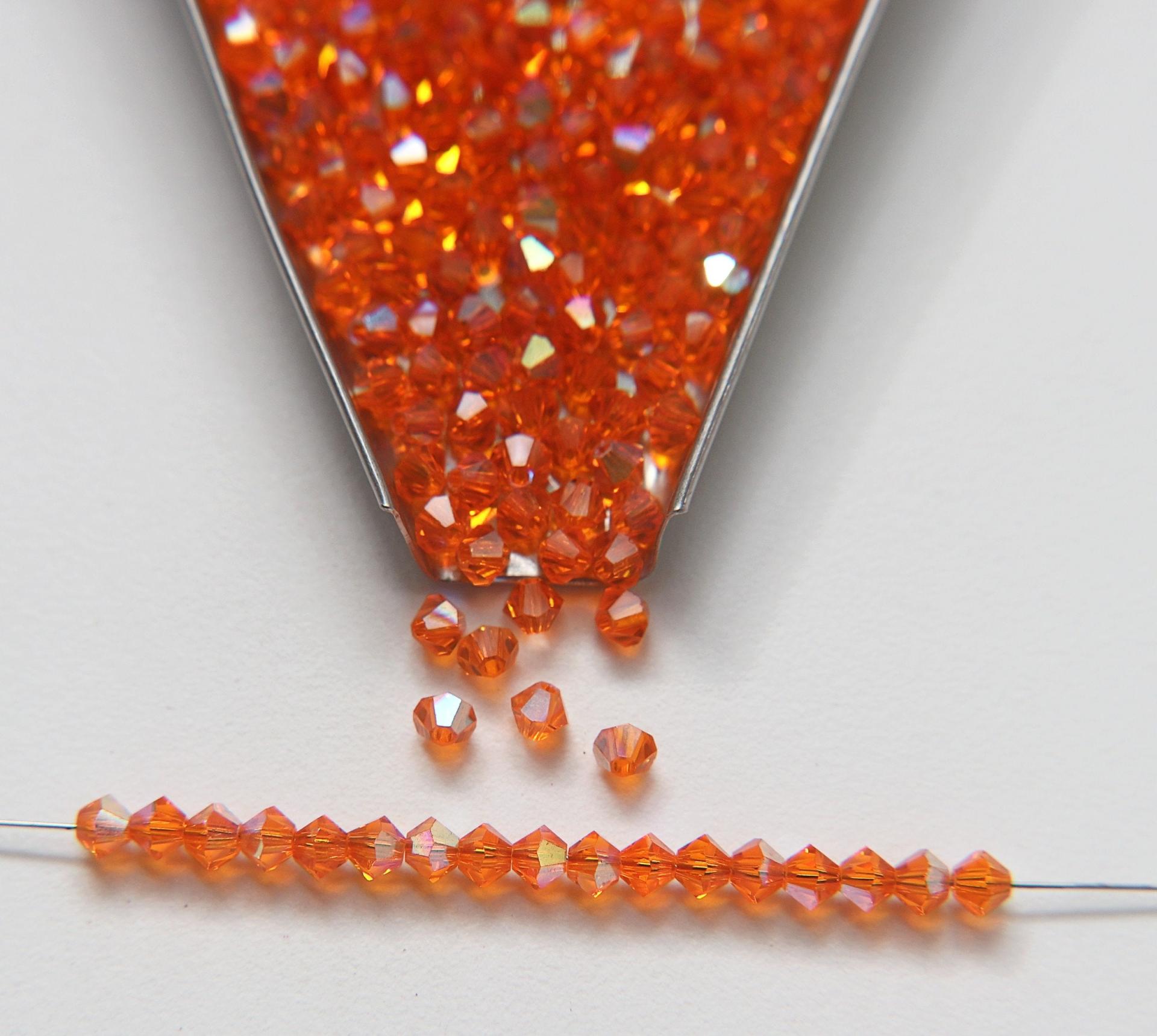 4mm Swarovski Tangerine Aurore Boreale Bicones beads rainbow 36/72/144/432/720 Pieces rainbow beads, jewelry making, couture embellishments