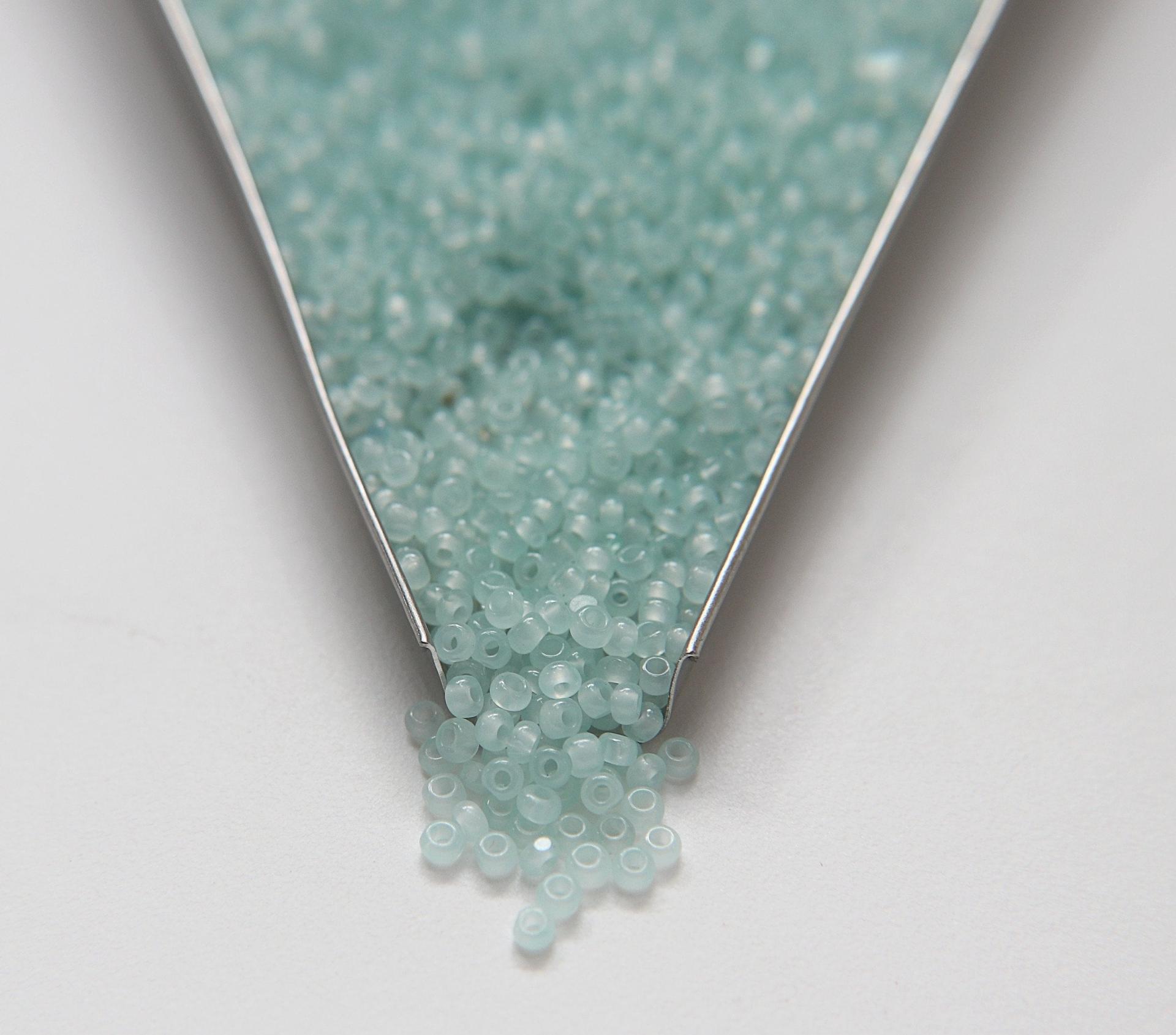 8/0 Truecut Beads Mint Opal glass beads jewelry supply vintage findings craft supply rare materials