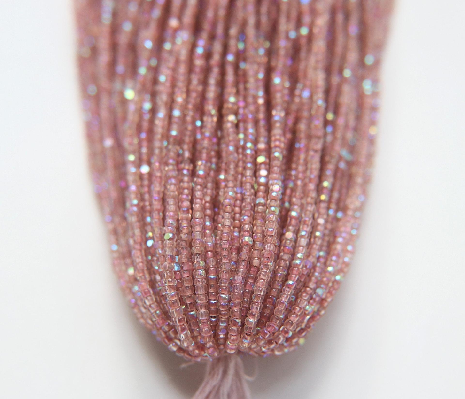 11/0 Hanks Charlotte Cut Beads Patina Neon Pink Lined Aurore Boreale Hanks PREMIUM SEED BEADS Native Supplies
