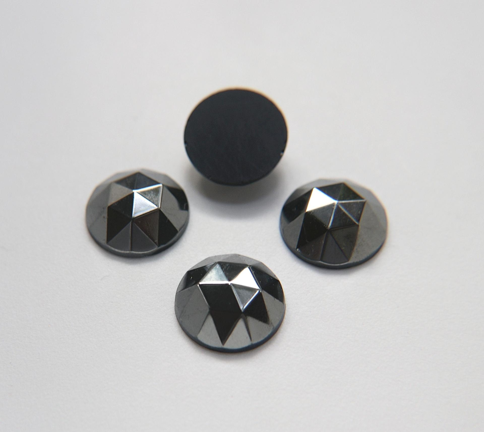 Preciosa 18 mm Jet Hematite Vintage Rauten Flat Back Cabochon old ornaments making