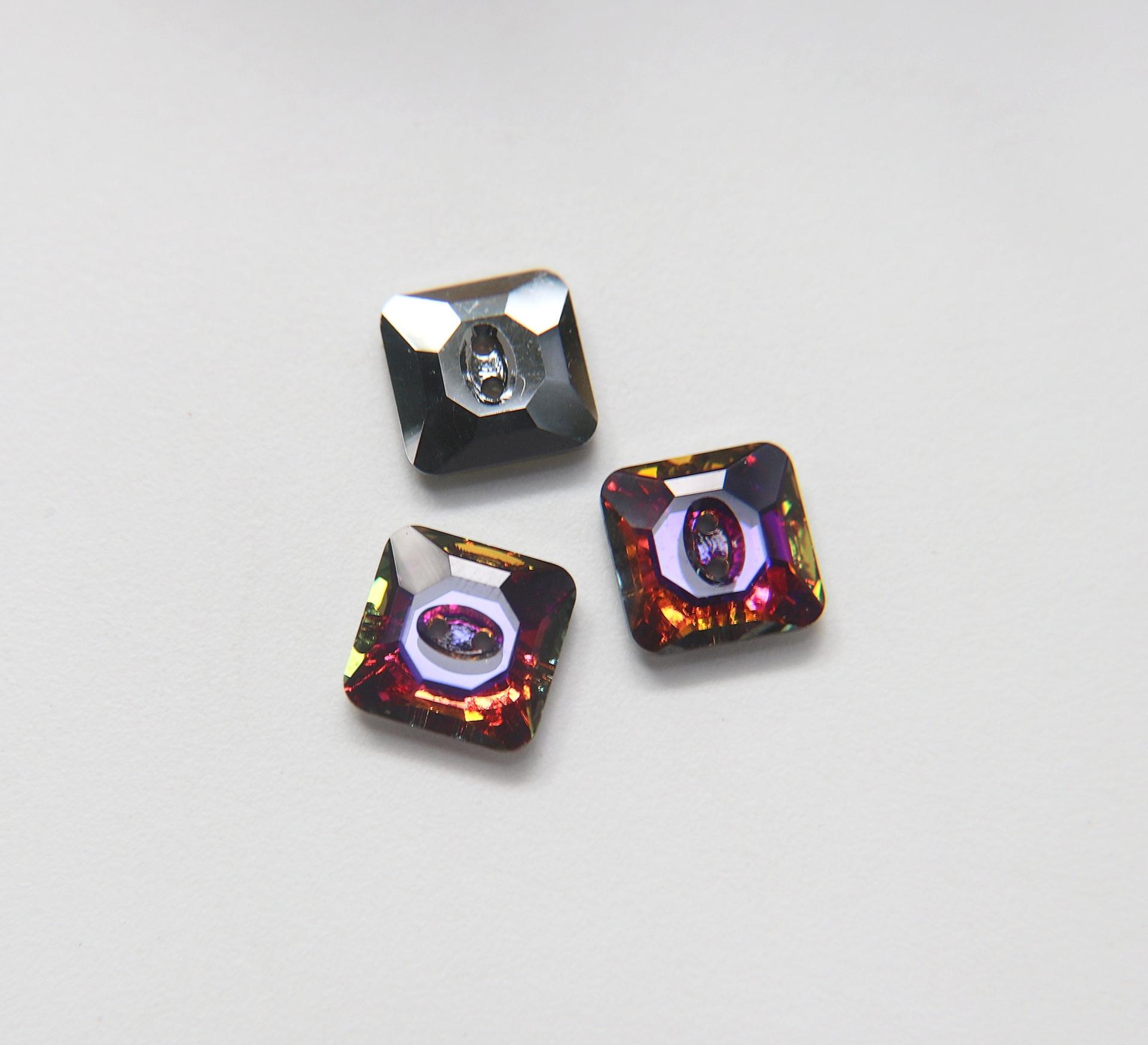 Volcano (3017) Swarovski Crystal Square Faceted Buttons for Sewing Projects - 14mm Vintage Crystal Button Beads and Jewelry Supplies