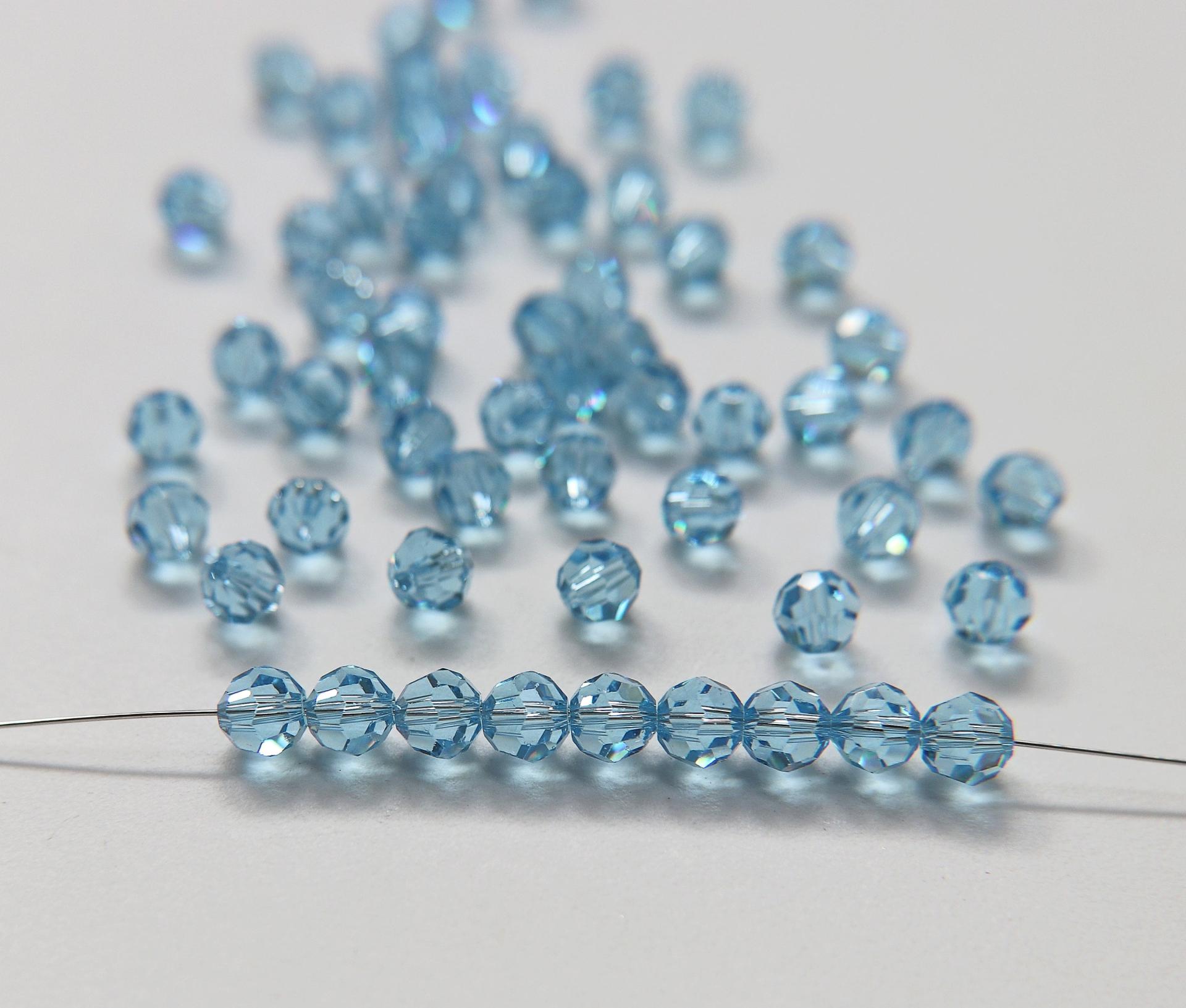 6mm Swarovski Elements Article 5000 Aquamarine Faceted Round Beads jewelry making ornament