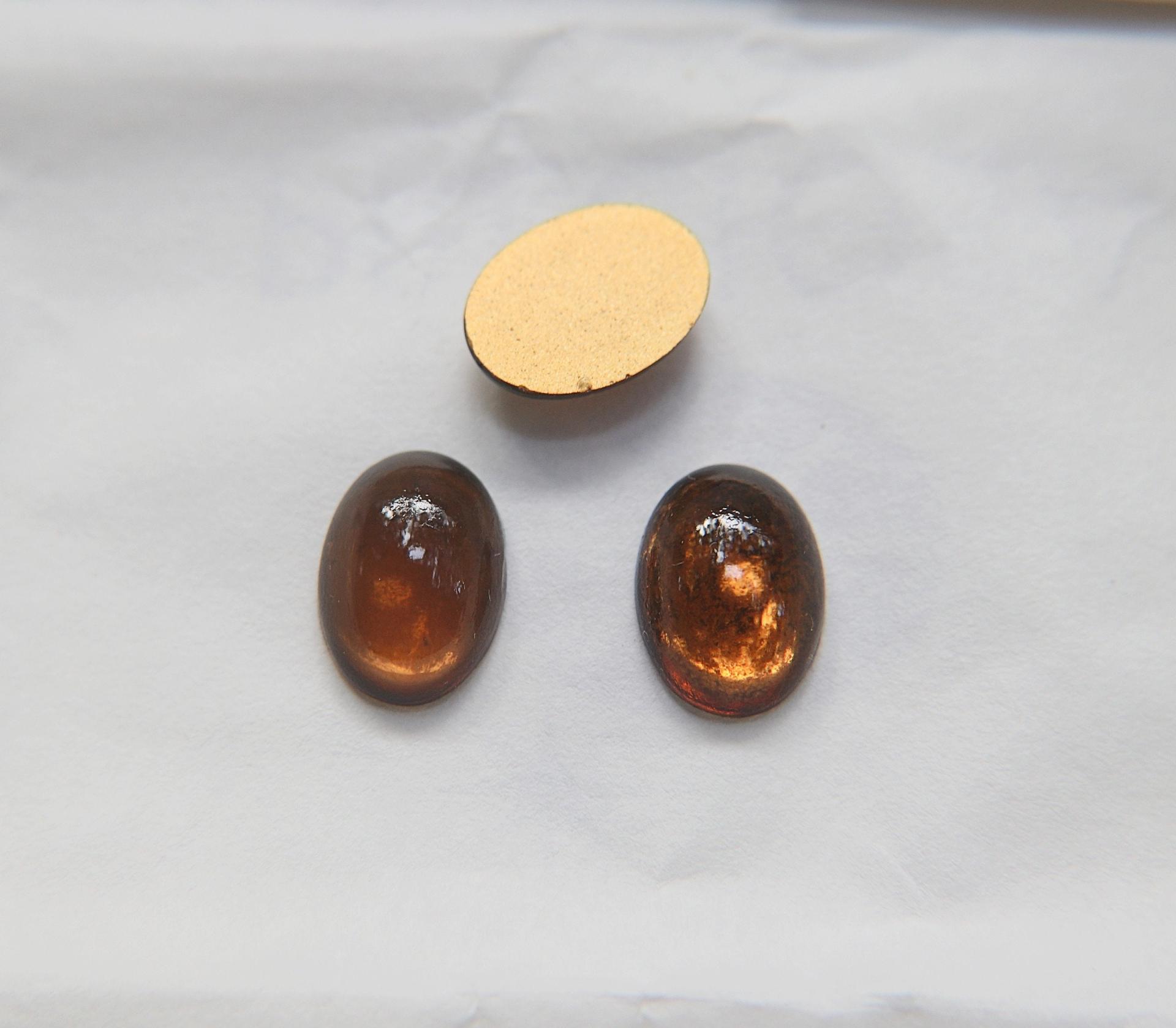 Preciosa 18x13 mm Lamp Cab Vintage Smoky Quartz Foiled Flat Back Oval Cabochon old ornaments making