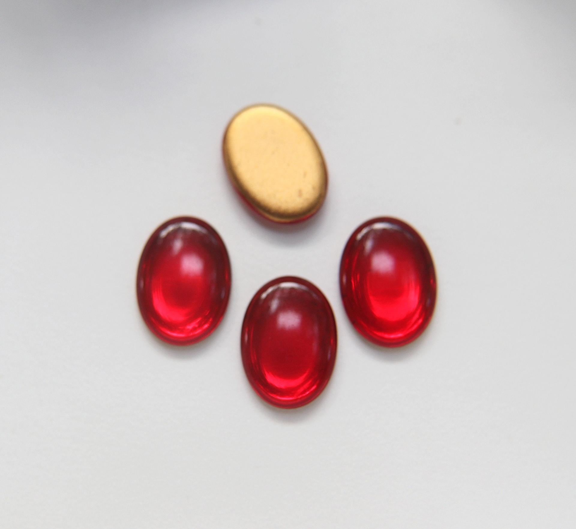 Preciosa 18x13 mm Tumb Cab Vintage Light Siam Foiled Flat Back Oval Cabochon old ornaments making