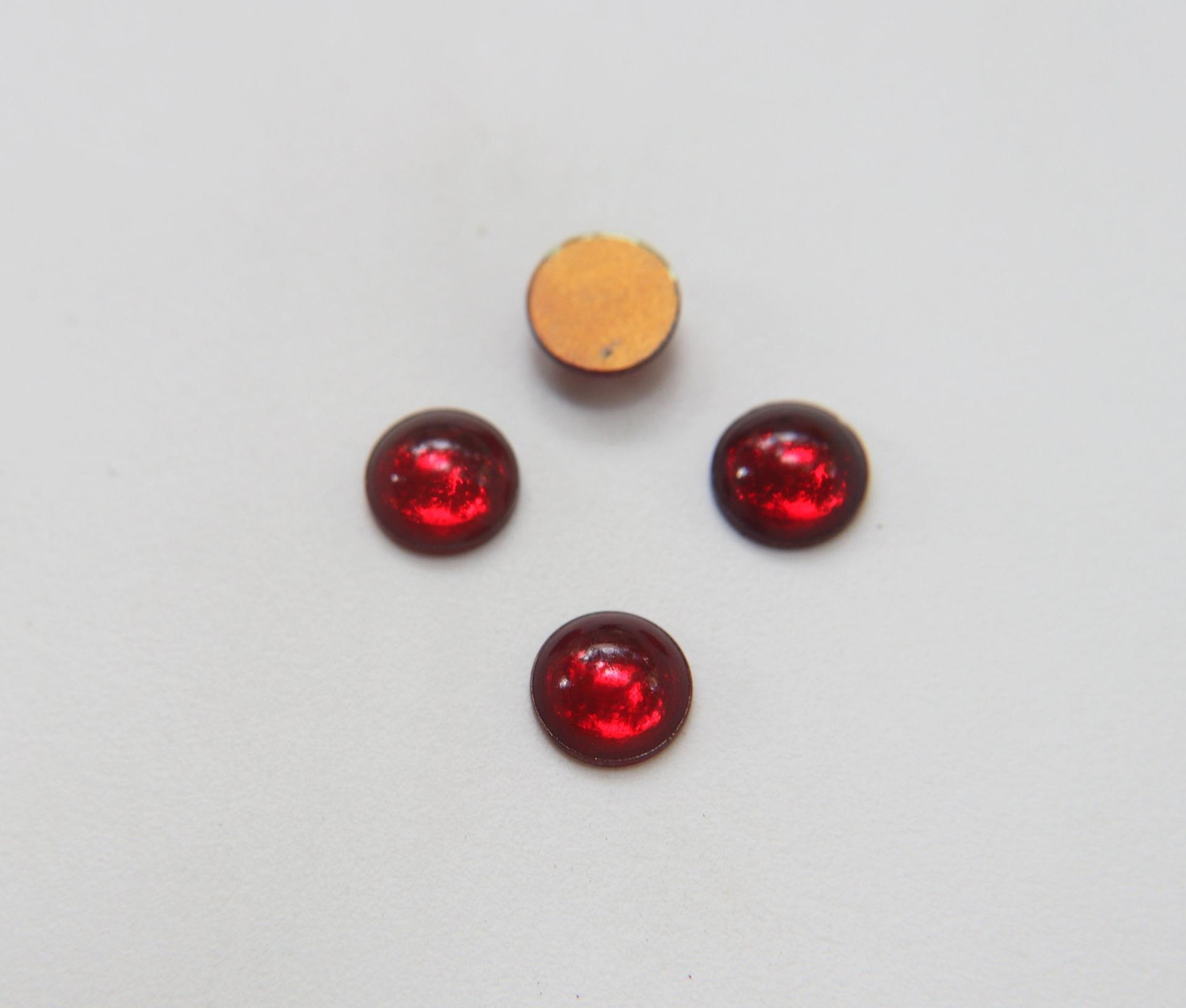 11 mm Czech Round Cabochon Cabs foiled Siam Article Vintage Flat Back 2/6/36/72/144 Pieces