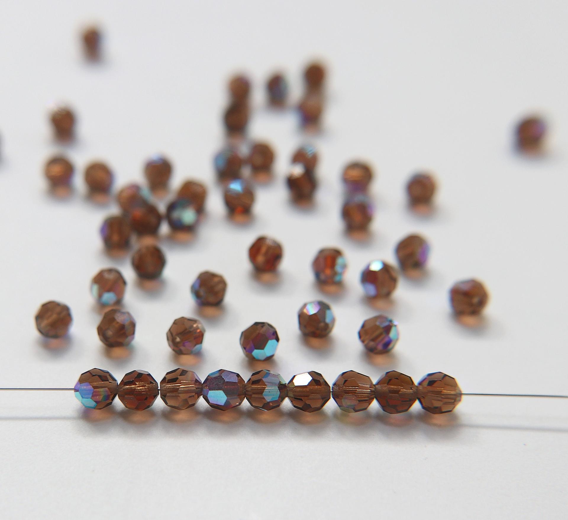 6mm Swarovski Elements Article 5000 Smoked Topaz Aurore Boreale Faceted Round Beads jewelry making ornament