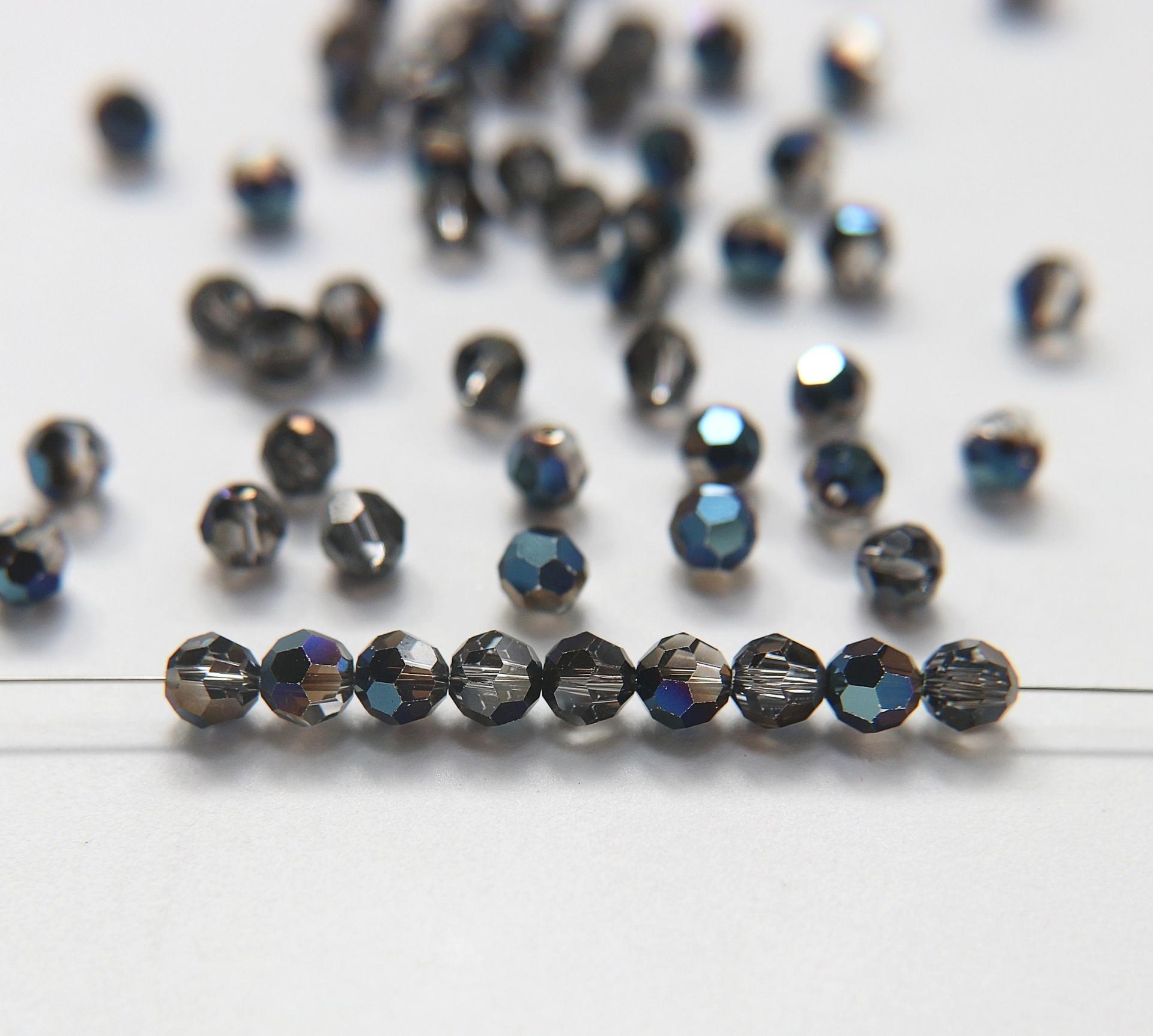 6mm Swarovski Elements Article 5000 Crystal Metallic Blue Faceted Round Beads jewelry making ornament