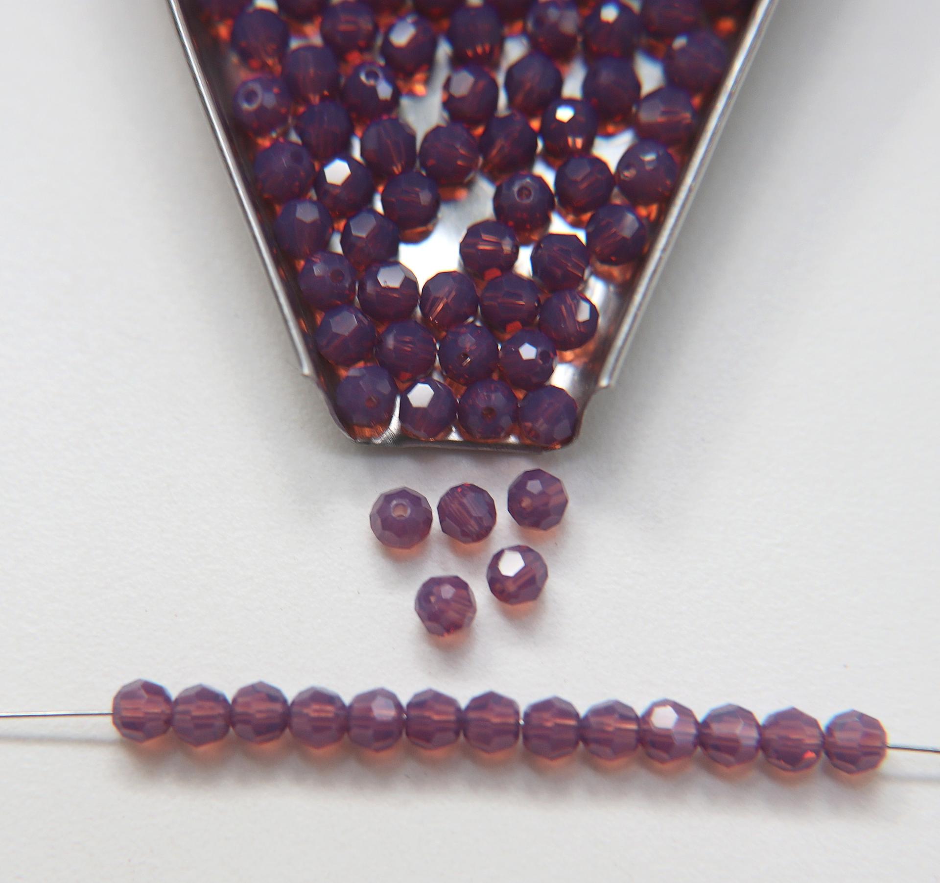 4mm Vintage Swarovski crystal beads Cyclamen Opal faceted round beads article 5000 PREMIUM rare vintage supplies jewelry making