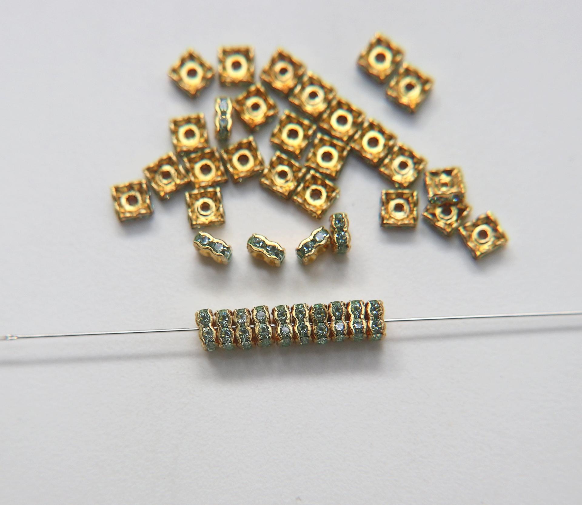 Swarovski Square Spacer Rondelle 177604 5mm Metal findings vintage components jewelry making craft supplies decorations