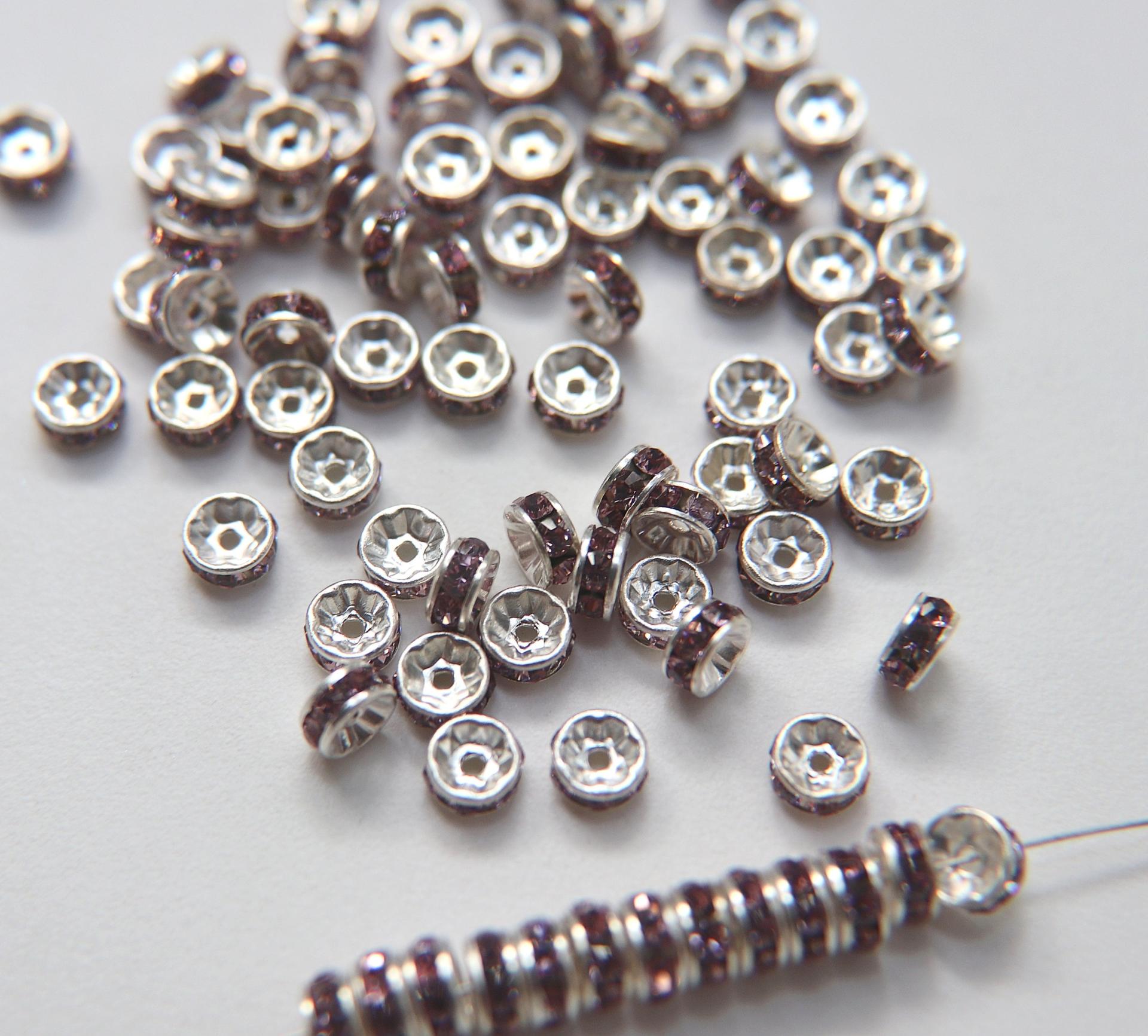 Swarovski Spacer Rondelle 177506 6mm Metal findings vintage components jewelry making craft supplies decorations