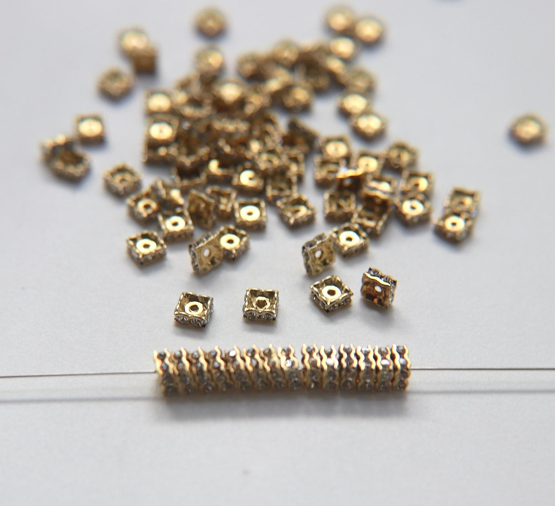 Swarovski Square Spacer Rondelle 177604 5mm Metal findings vintage components jewelry making craft supplies decorations