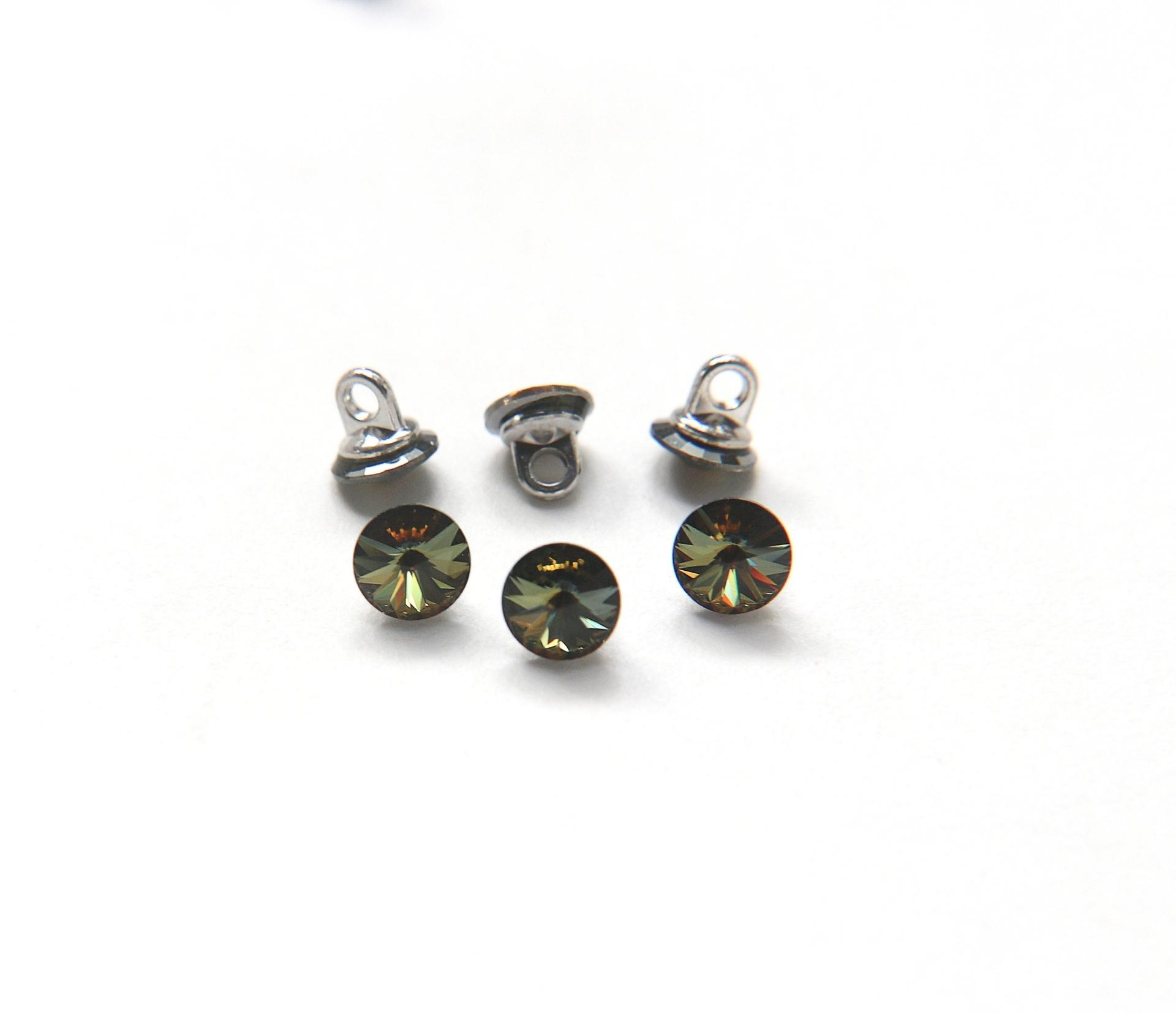 8mm Austria Crystal 1122 Rivoli Button with Shank Crystal Tabac 6 pieces vintage articles