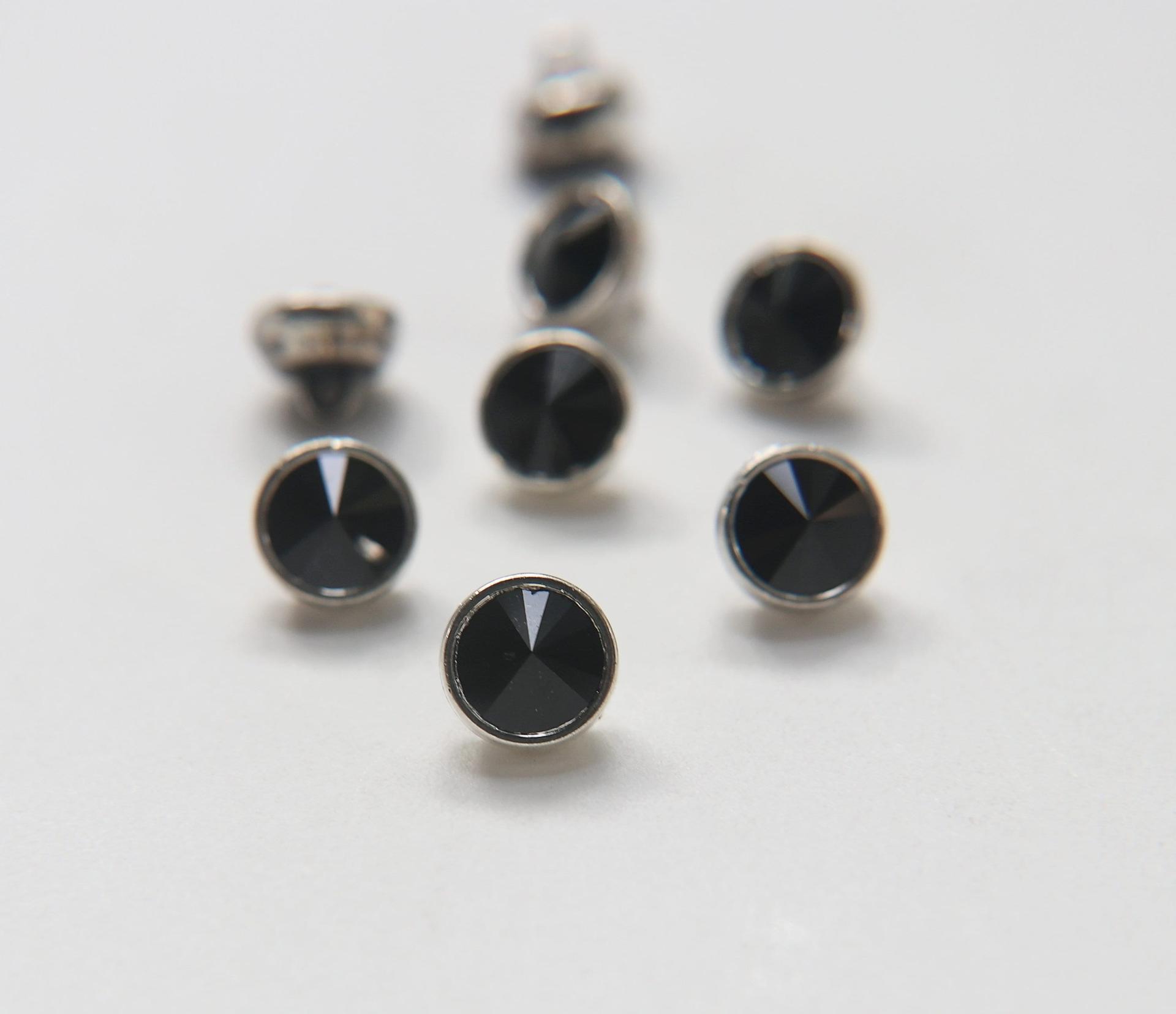 10mm Rare Swarovski Jet Crystaletts Bezel Buttons 6 pieces Swarovski Crystal vintage articles