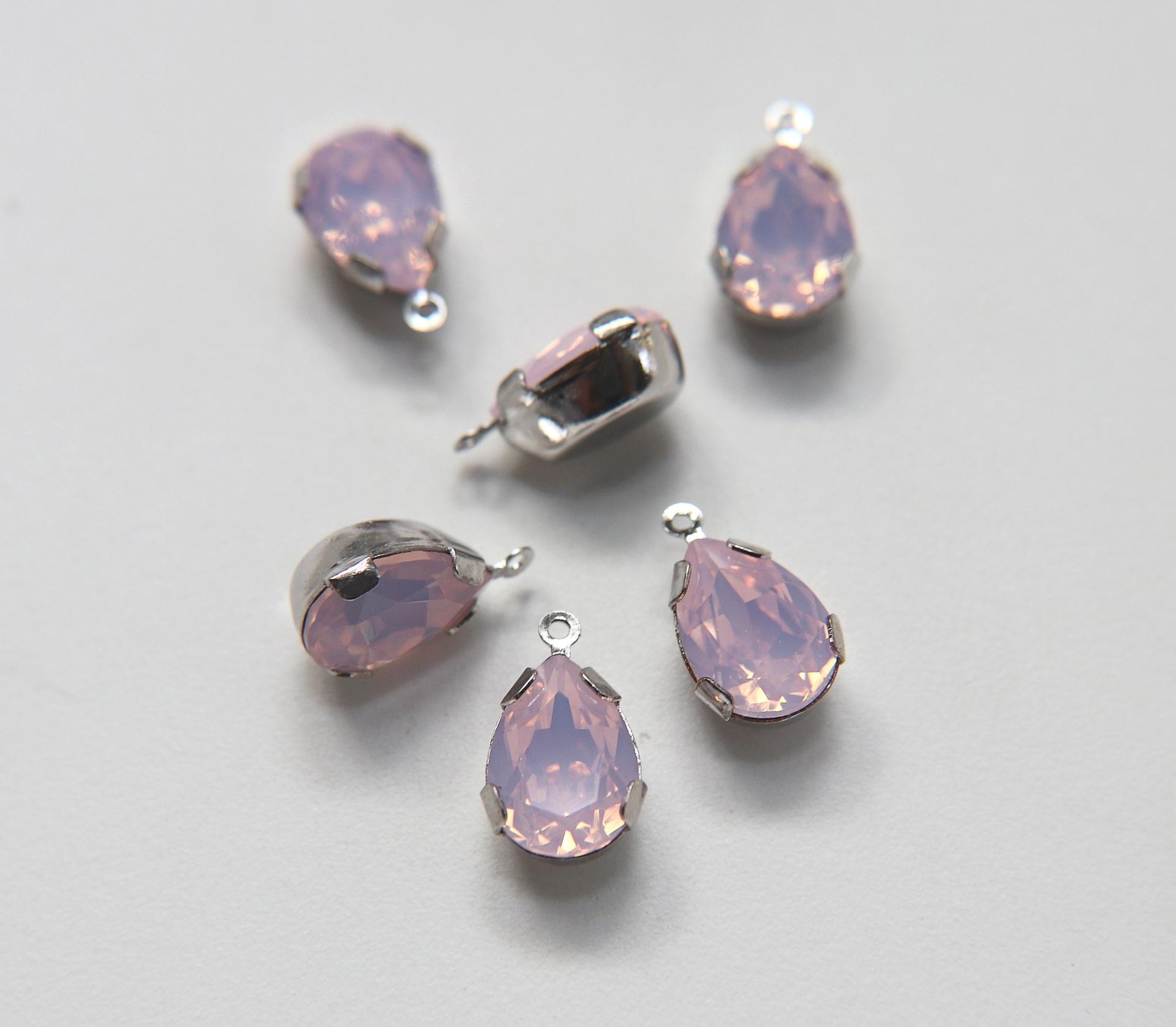 SWAROVSKI Pear Drop in drop setting silver plated 18x11mm 2 pieces jewelry supplies pendant