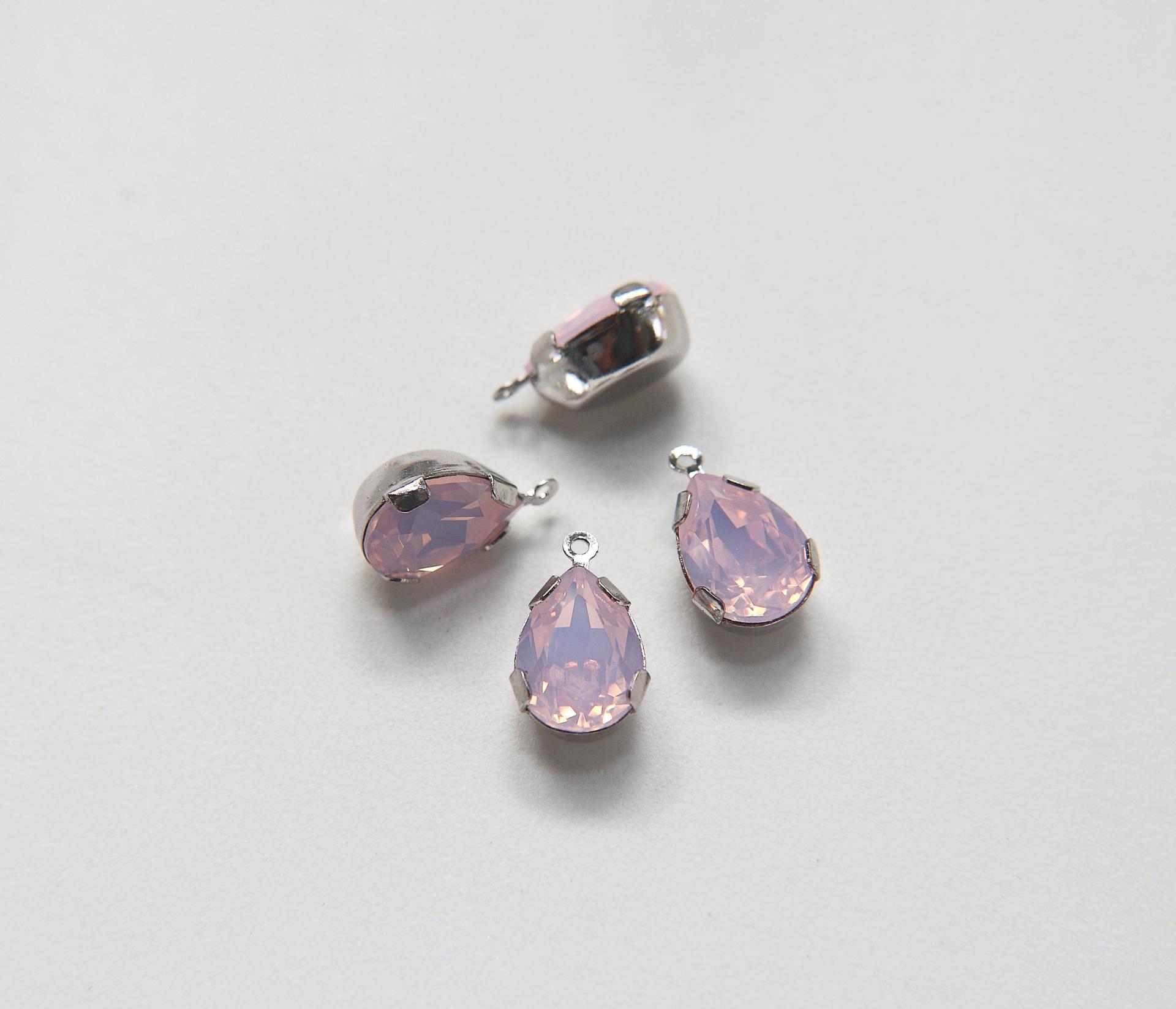 SWAROVSKI Pear Drop in drop setting silver plated 18x11mm 2 pieces jewelry supplies pendant