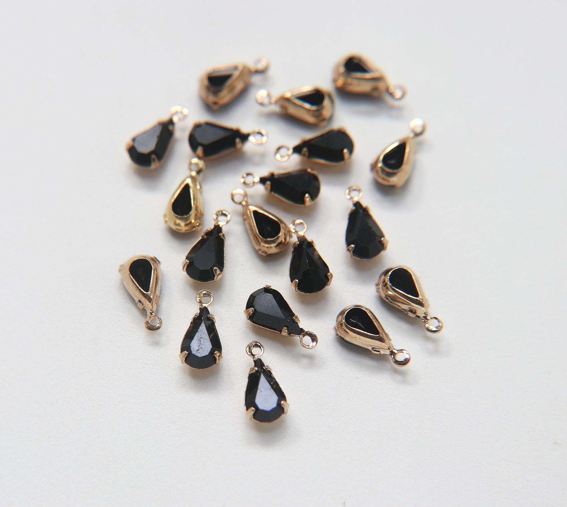 Swarovski 10x6 Fancy pear Stones 1 ring setting drop dangle (one loop) 6 Pieces jewelry supplies findings