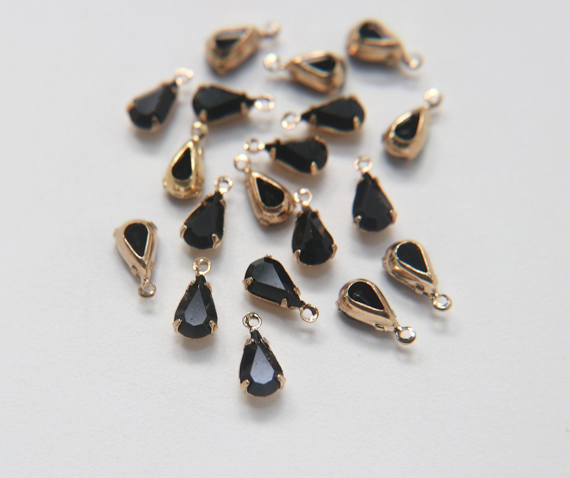Swarovski 10x6 Fancy pear Stones 1 ring setting drop dangle (one loop) 6 Pieces jewelry supplies findings