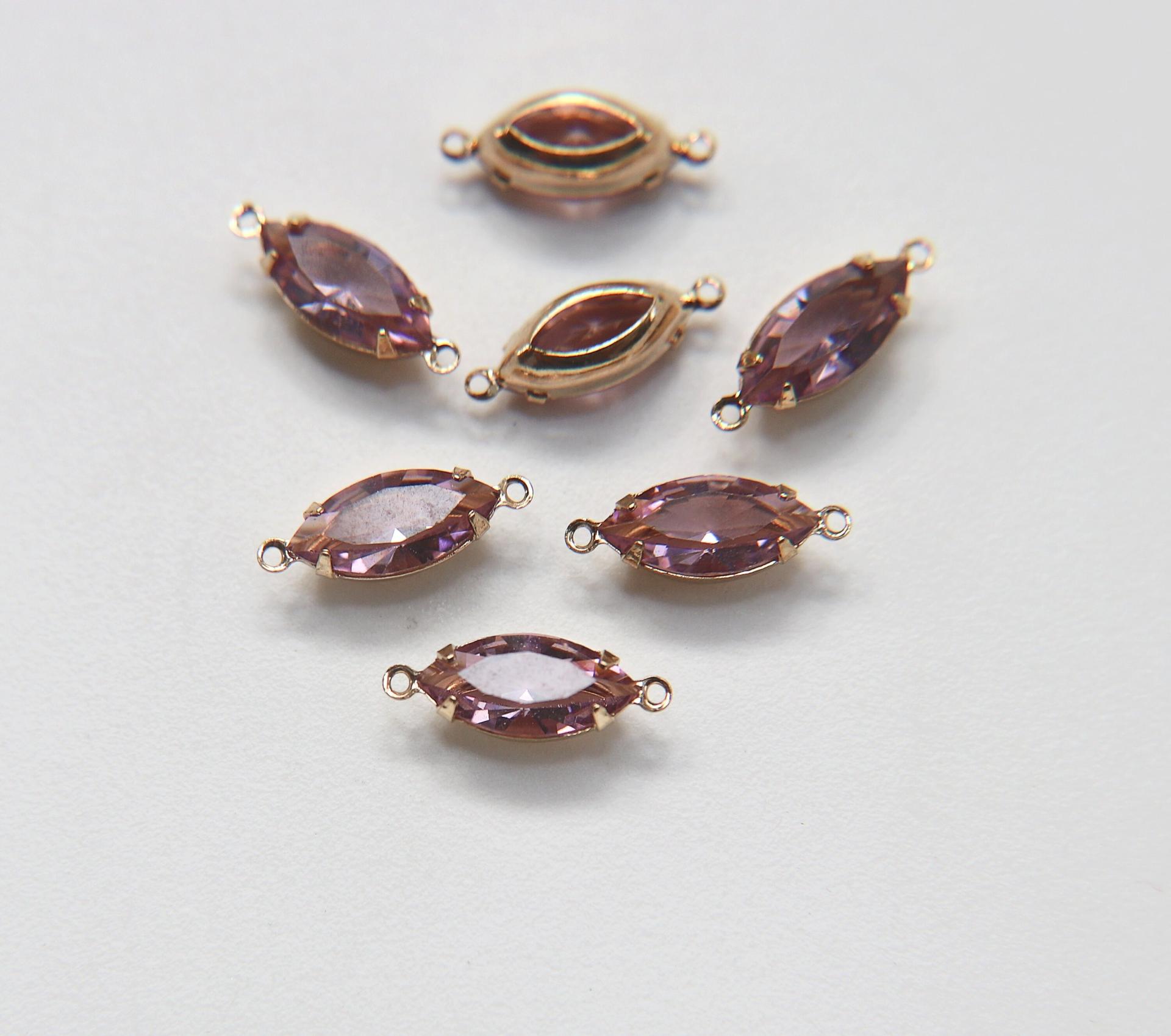 Swarovski 1219488 15x7 Navette Fancy Stones 2 ring Gold Plated setting in Light Amethyst 2 Pieces jewelry supplies findings