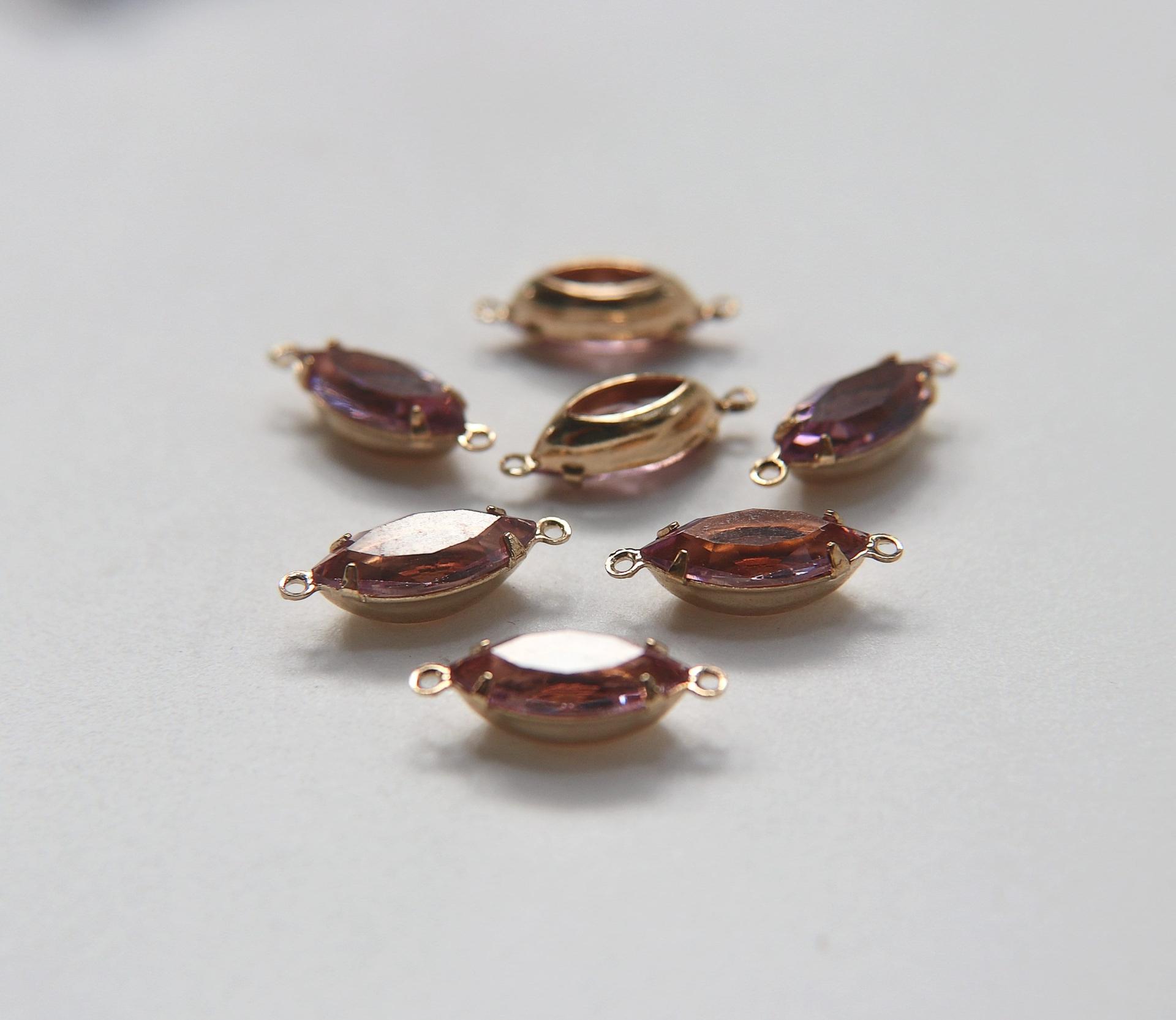 Swarovski 1219488 15x7 Navette Fancy Stones 2 ring Gold Plated setting in Light Amethyst 2 Pieces jewelry supplies findings