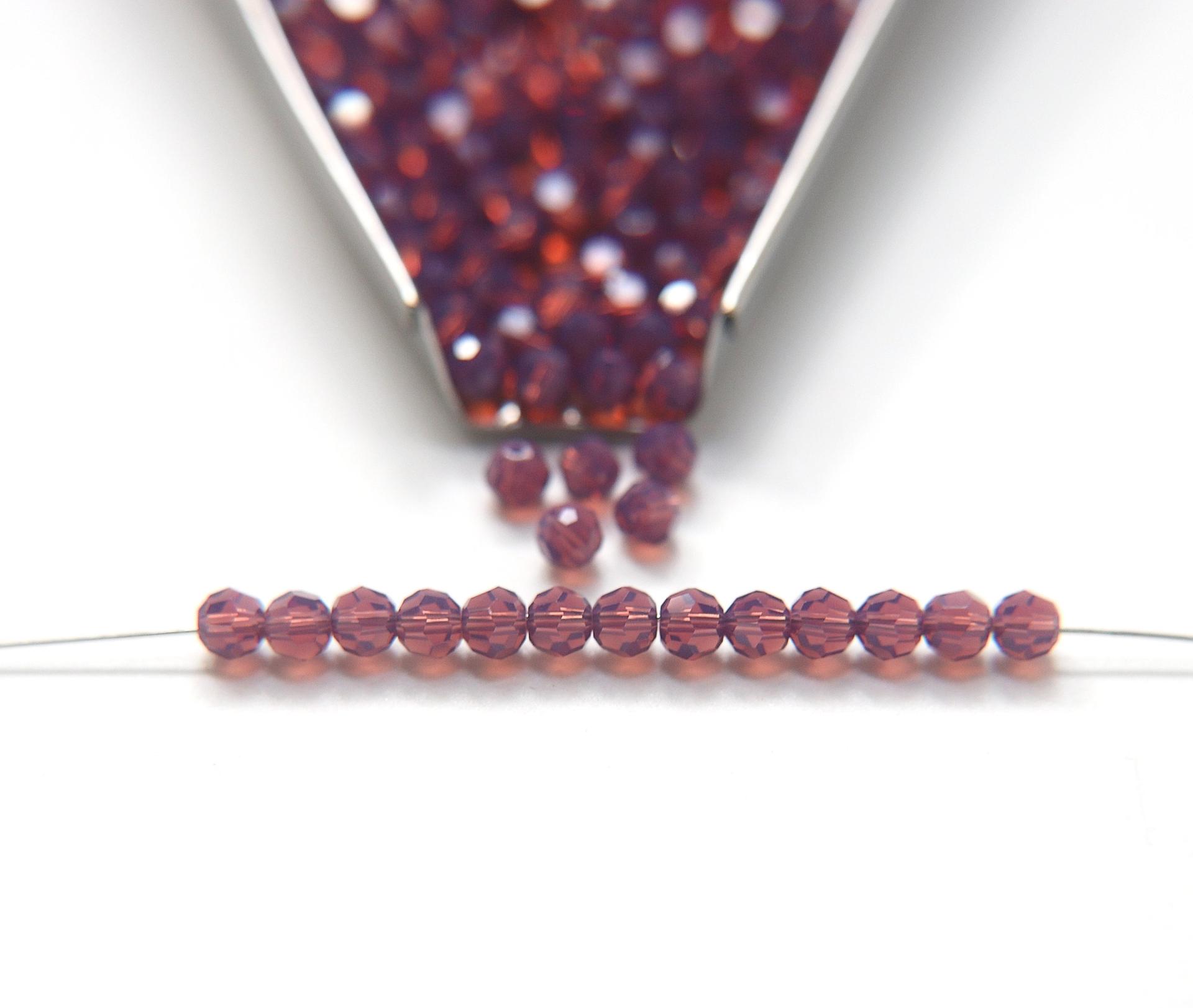 4mm Vintage Swarovski crystal beads Cyclamen Opal faceted round beads article 5000 PREMIUM rare vintage supplies jewelry making