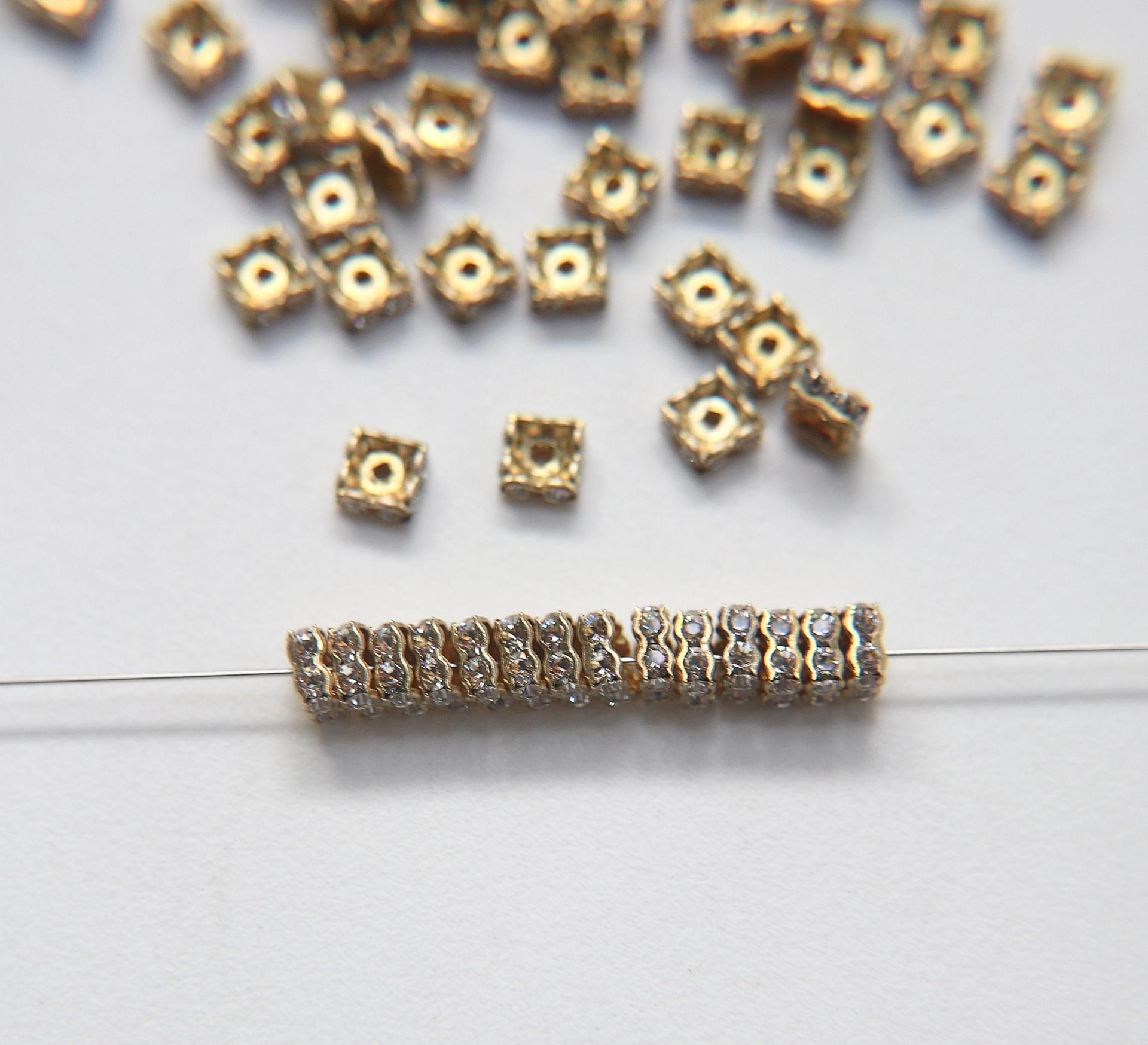 Swarovski Square Spacer Rondelle 177604 5mm Metal findings vintage components jewelry making craft supplies decorations