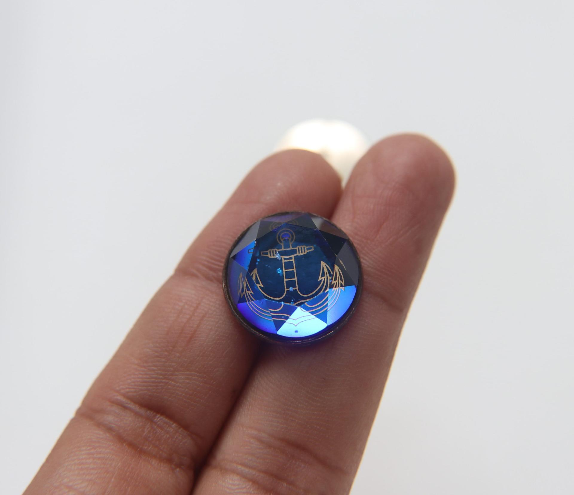 20mm Designer edition Swarovski Bezel anchor engraved Buttons Swarovski Crystal vintage articles