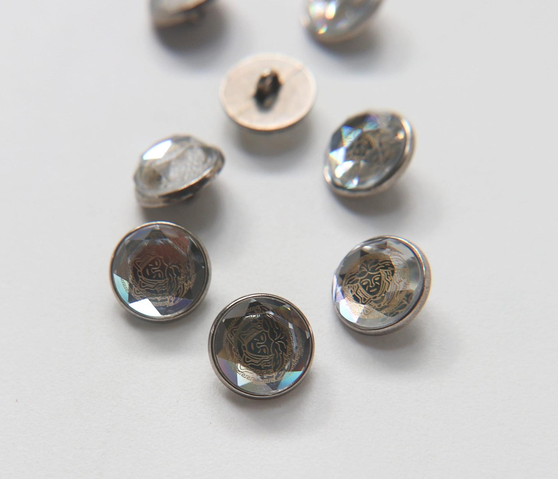 16mm Designer edition Swarovski Bezel Versace engraved Buttons Swarovski Crystal vintage articles
