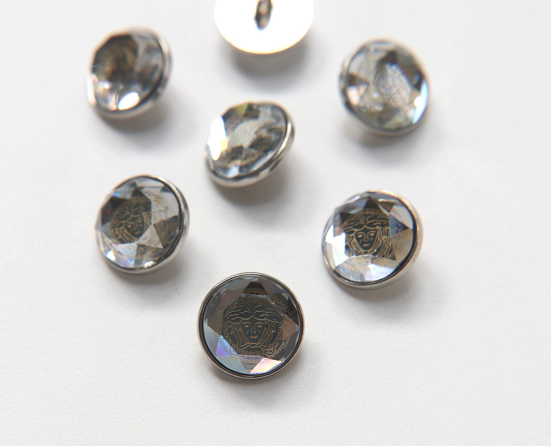 16mm Designer edition Swarovski Bezel Versace engraved Buttons Swarovski Crystal vintage articles