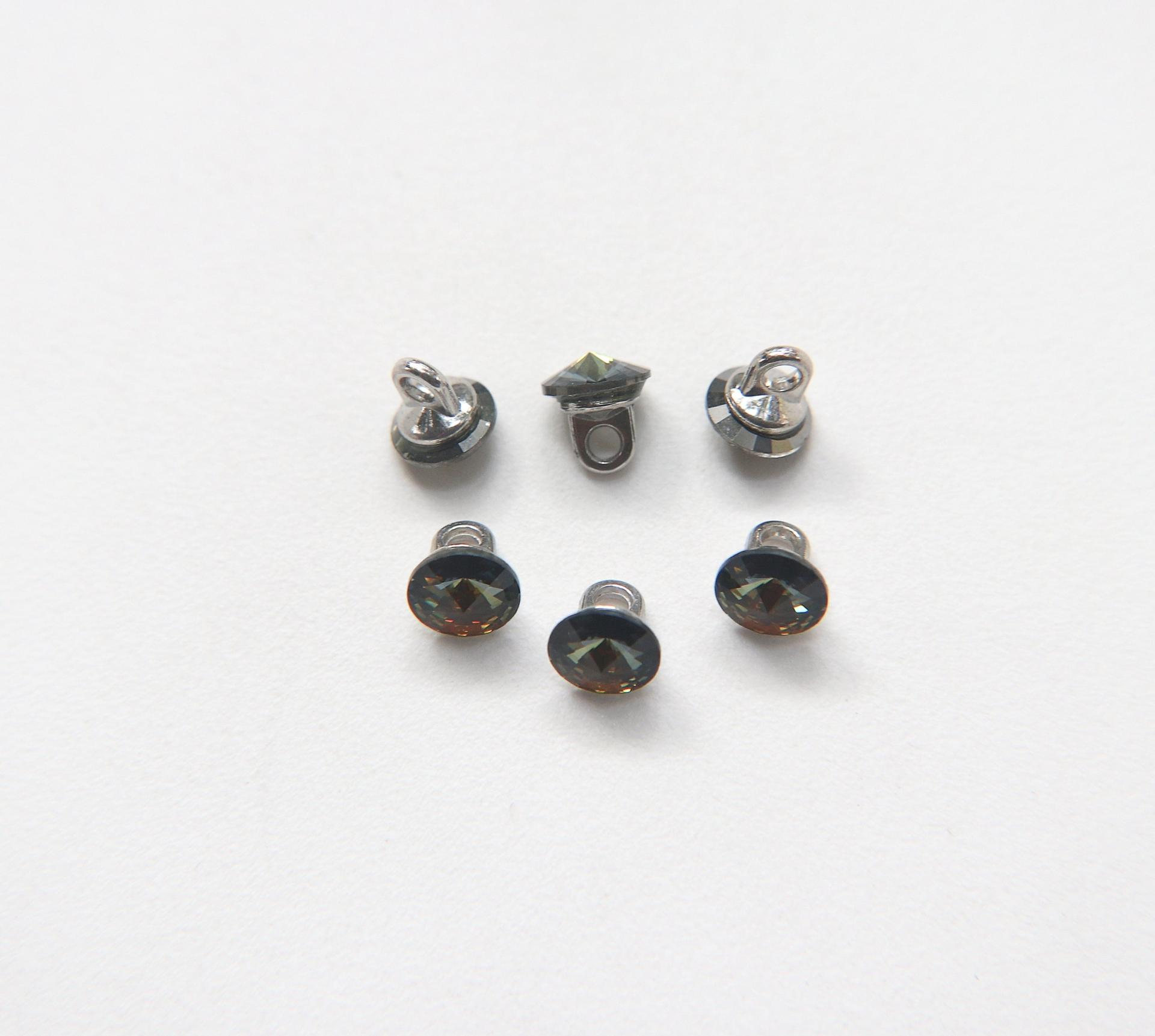 8mm Austria Crystal 1122 Rivoli Button with Shank Crystal Tabac 6 pieces vintage articles