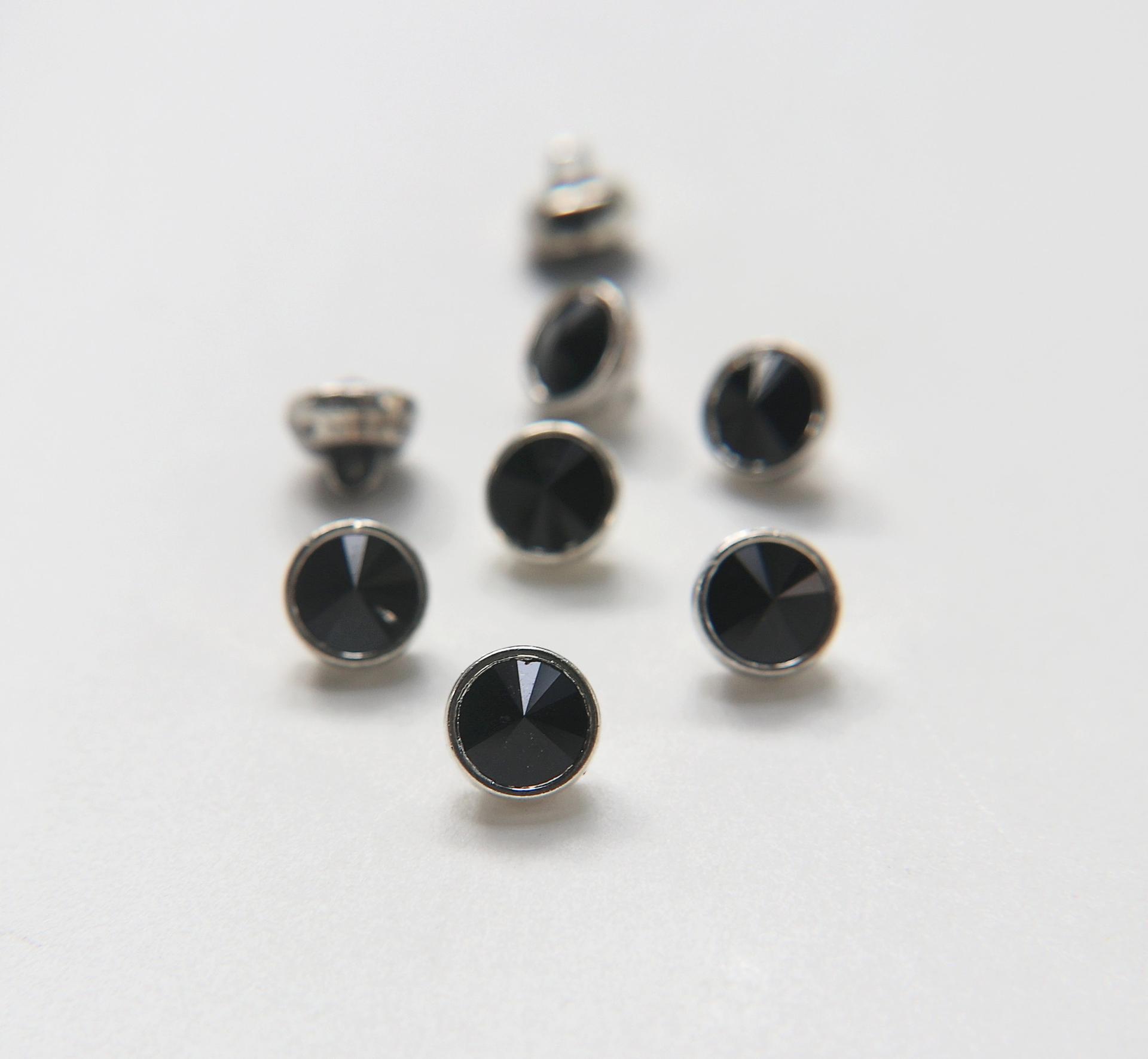 10mm Rare Swarovski Jet Crystaletts Bezel Buttons 6 pieces Swarovski Crystal vintage articles