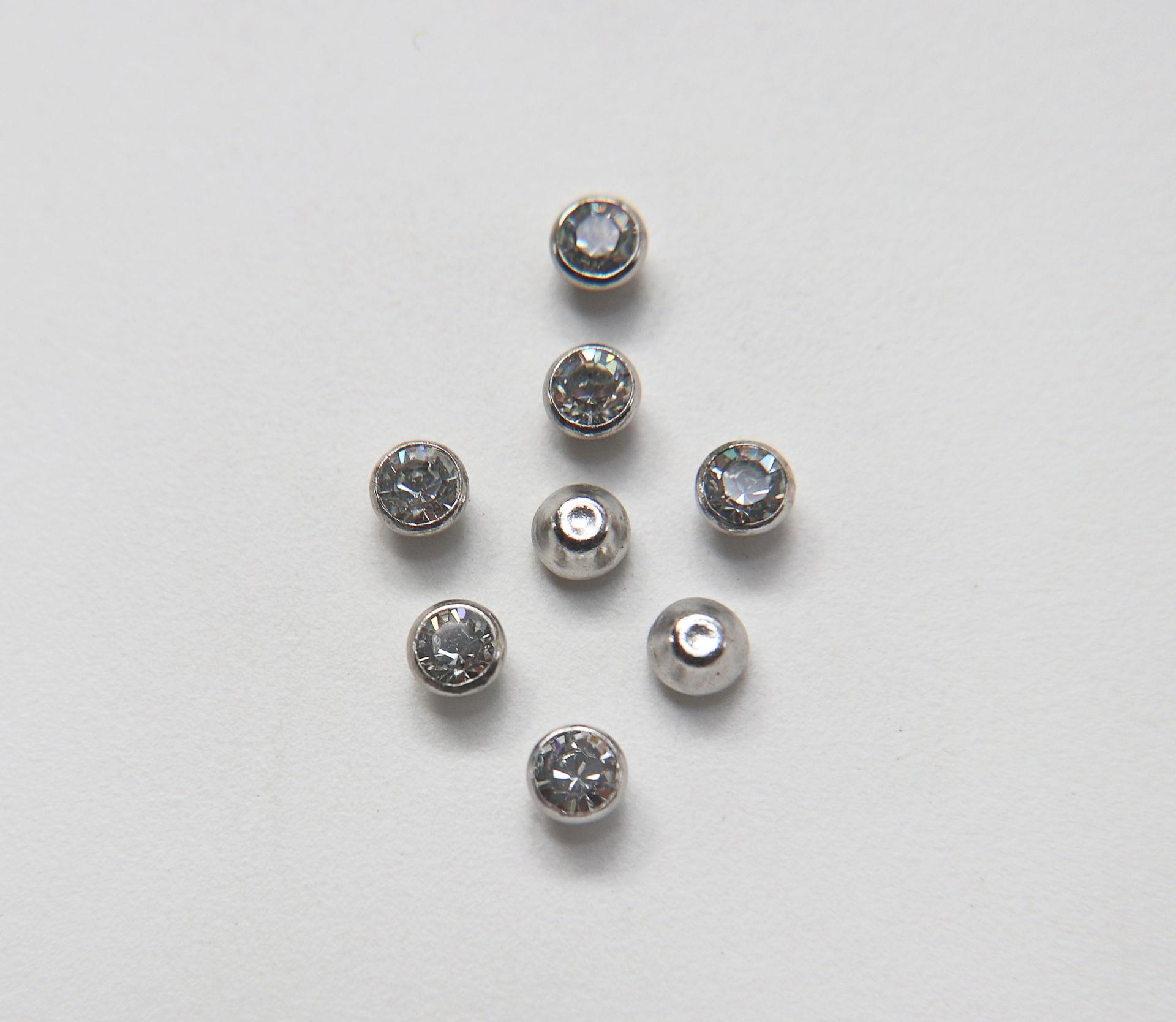 Swarovski 6mm Round Bezel setting Silver Plated jewelry supplies in jewel making vintage findings