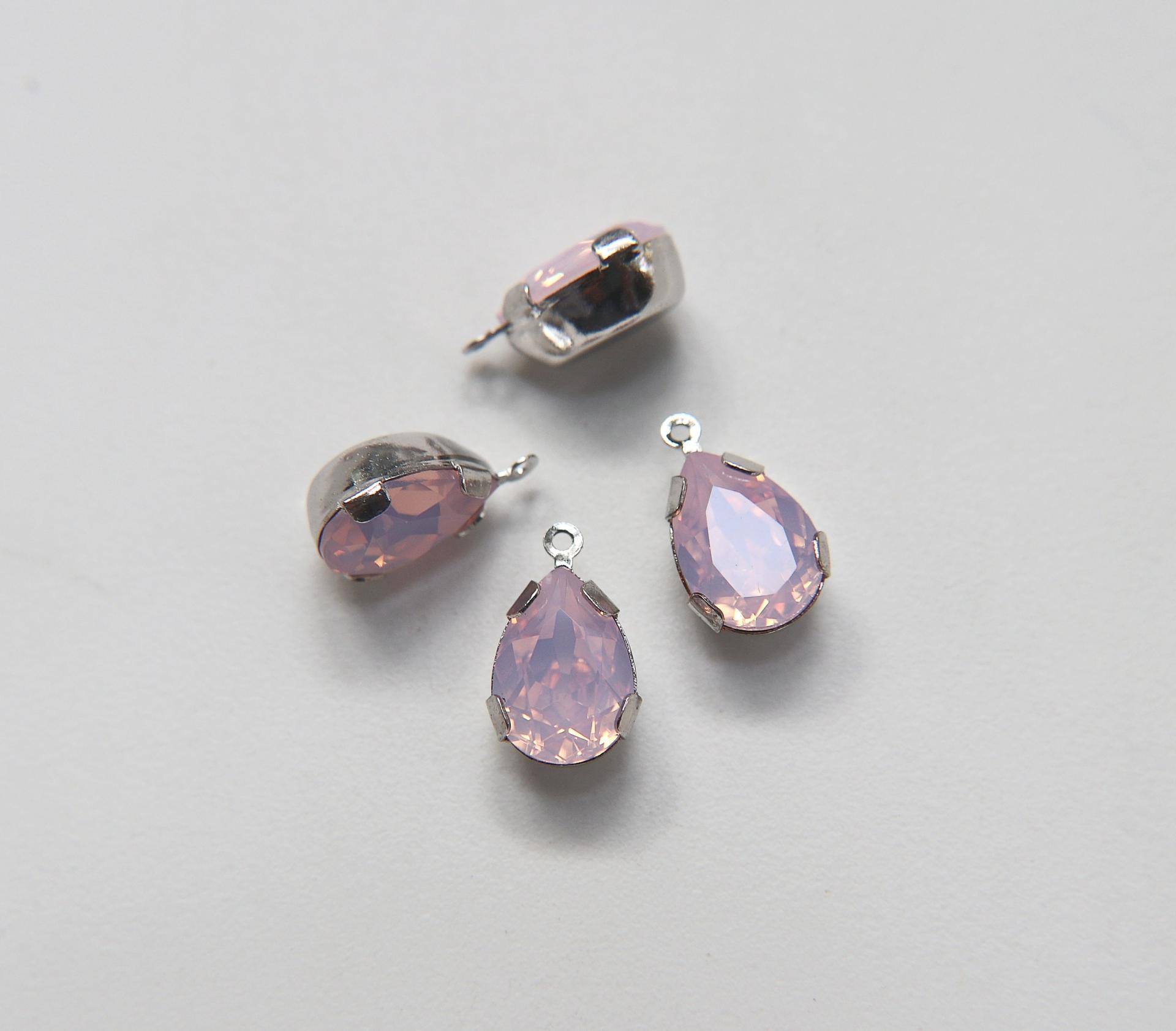 SWAROVSKI Pear Drop in drop setting silver plated 18x11mm 2 pieces jewelry supplies pendant
