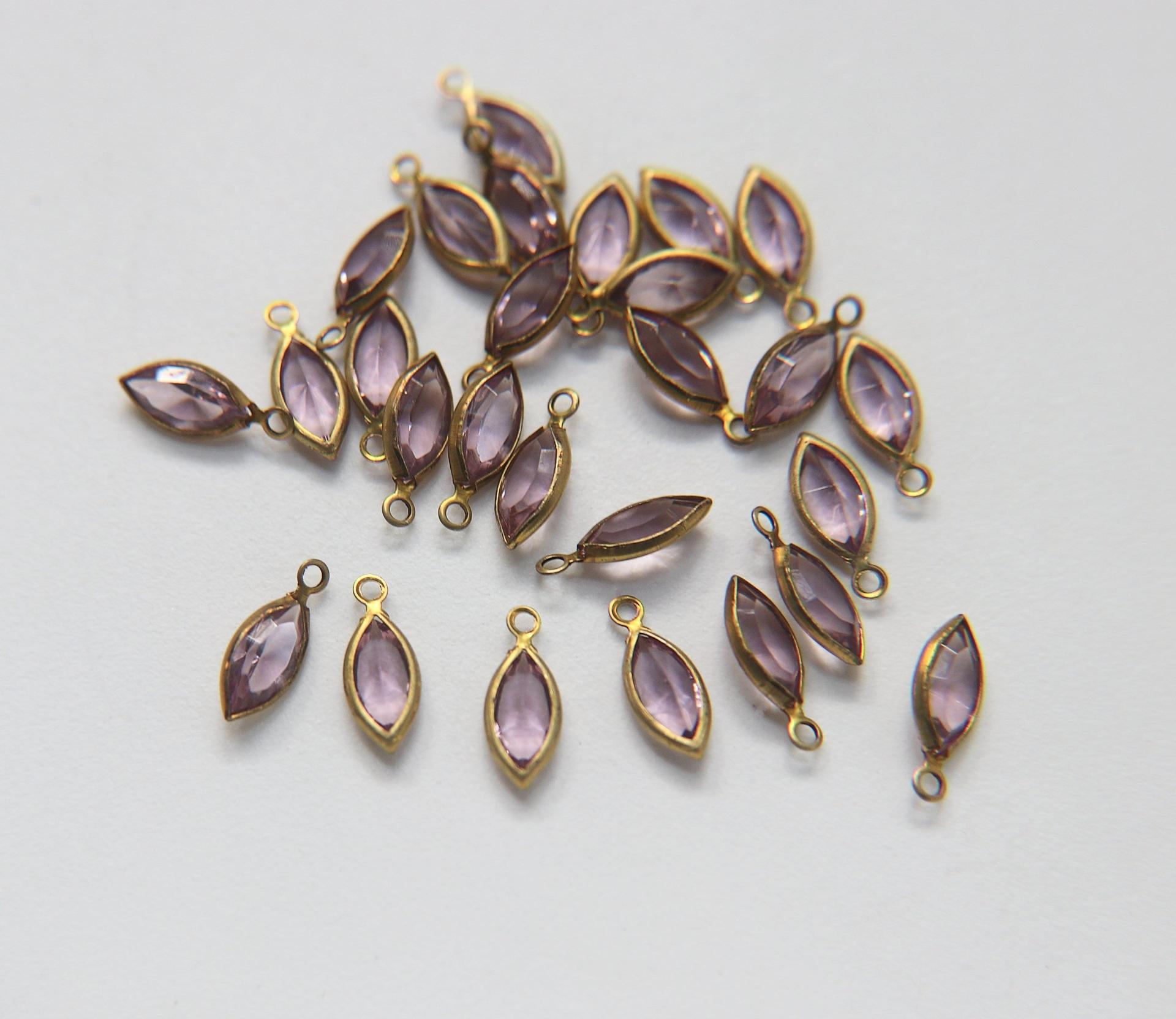 Swarovski 1530010M1T0 10x5 Navette Fancy Stones 1 ring Brass setting in Light Amethyst 4 Pieces jewelry supplies findings