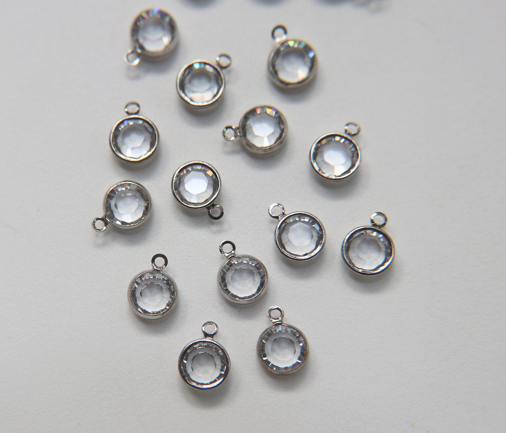 4 Vintage Swarovski 8mm (39ss) Crystal Channel Charms drop dangle one loop jewelry supplies