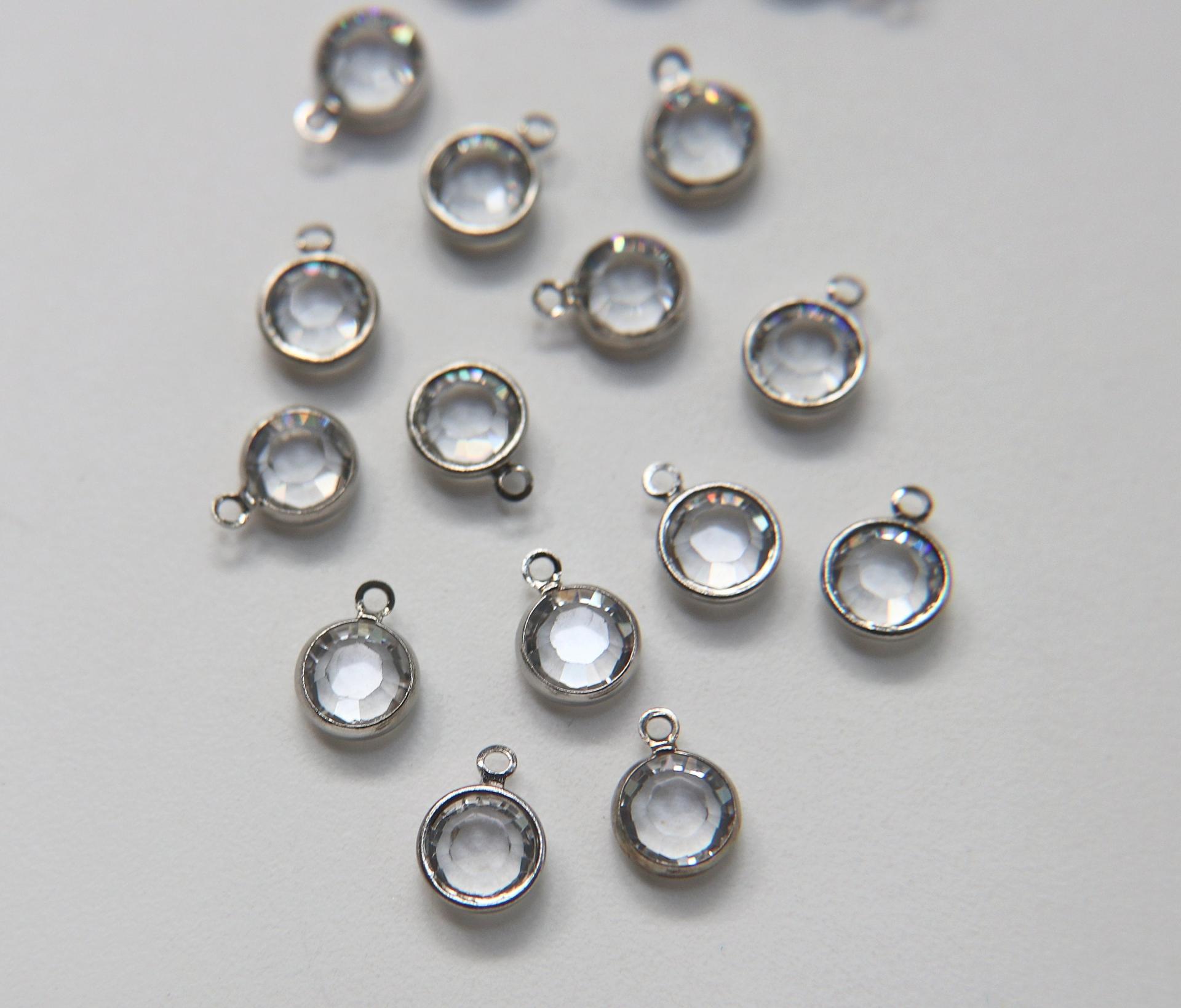 4 Vintage Swarovski 8mm (39ss) Crystal Channel Charms drop dangle one loop jewelry supplies