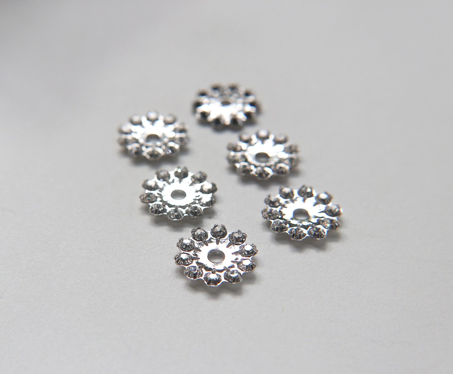 16mm Swarovski channel set flower settings 4 pieces Silver Plated Metal findings vintage components jewelry making craft supplies decoration