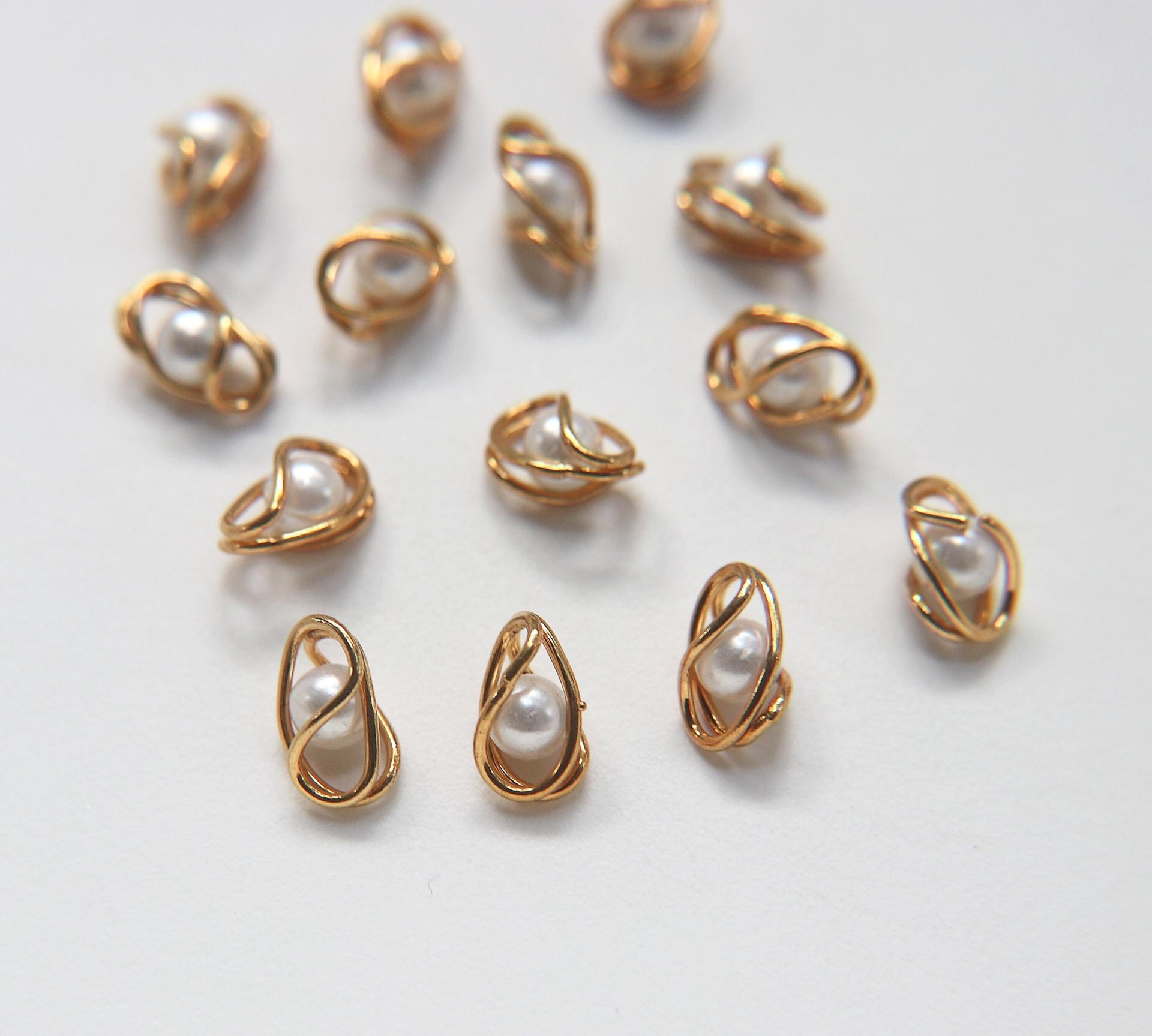 Swarovski 13x6 Fancy pearl gold plated 4 Pieces jewelry supplies findings ornaments making