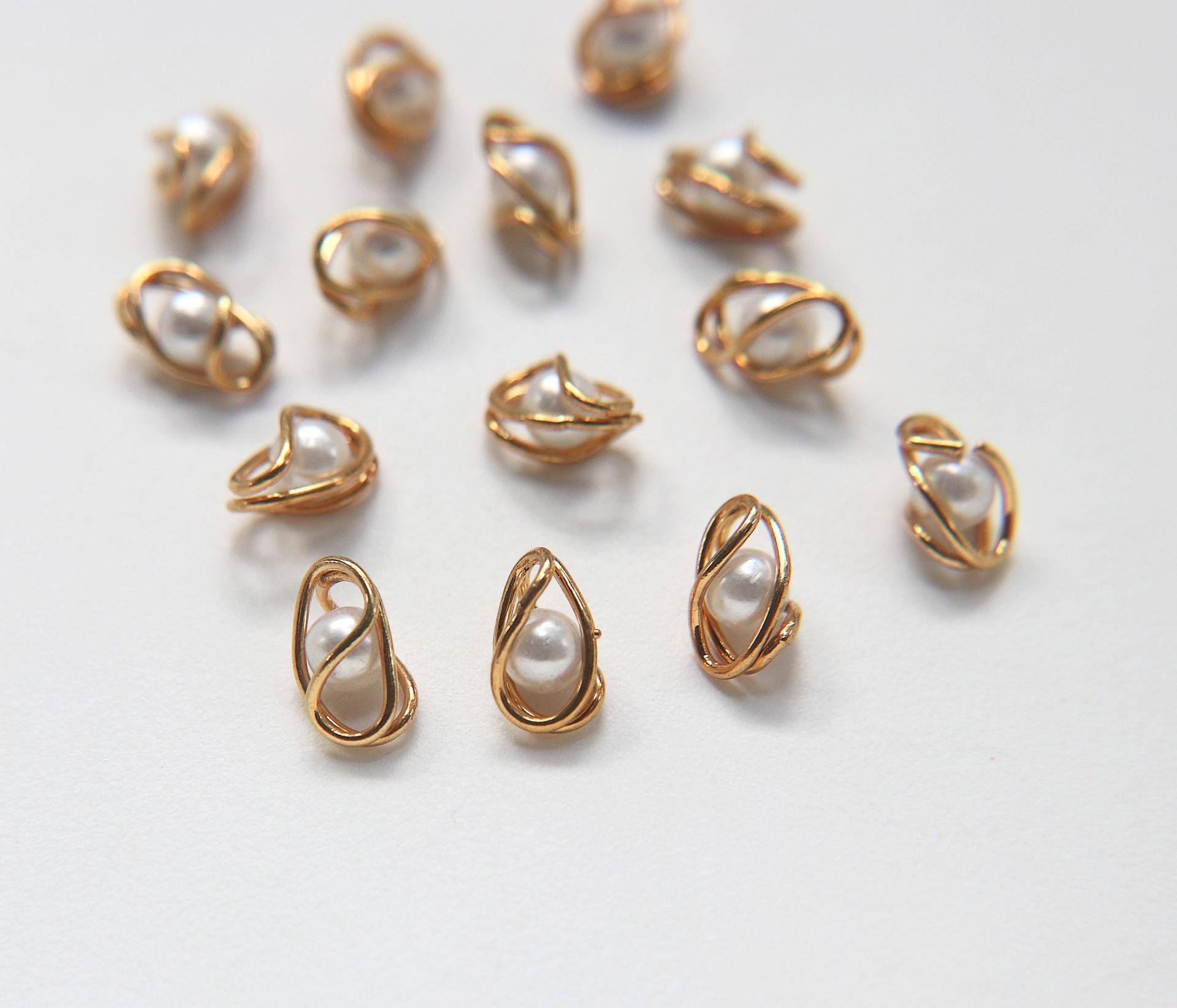 Swarovski 13x6 Fancy pearl gold plated 4 Pieces jewelry supplies findings ornaments making