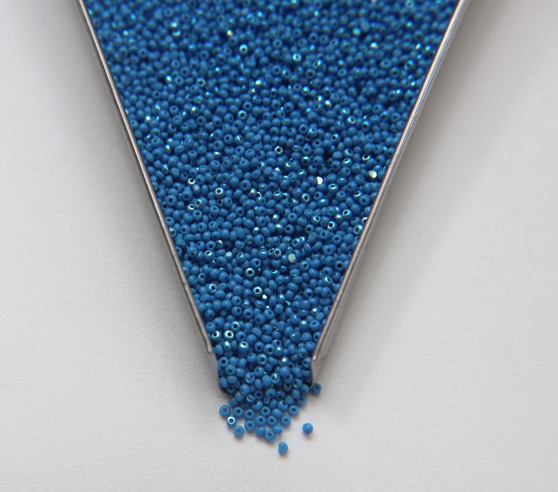 13/0 Charlotte Cut Beads Patina Opaque Deep Turquoise Blue Aurore Boreale native supply, beading materials, vintage findings