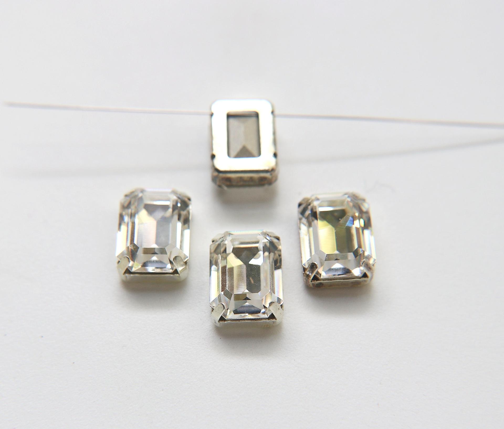 Swarovski 18x13 Crystal 4610 Octagon Silver Clips Sewon 4 hole embroidery materials sewing jewelry making craft vintage supplies