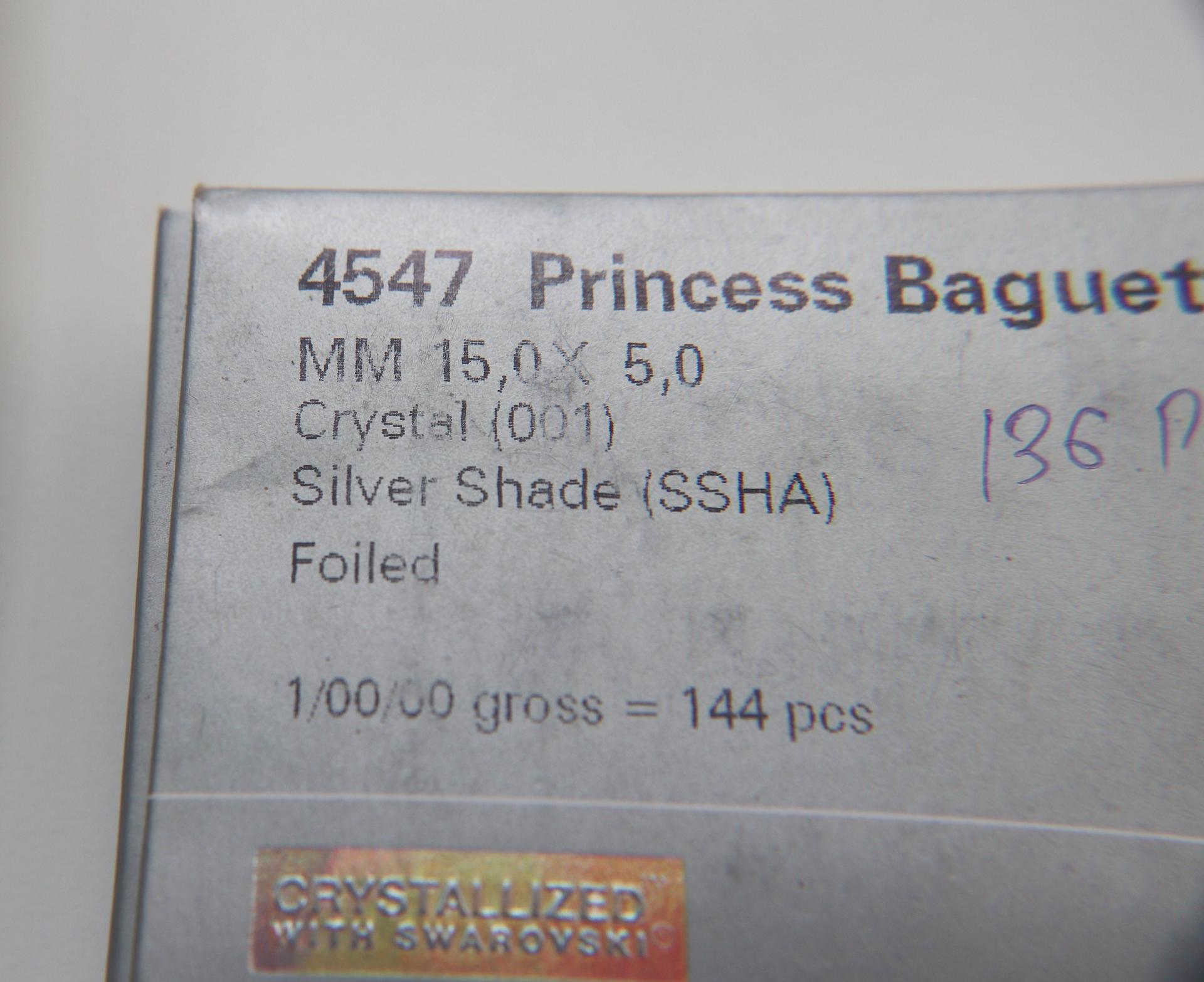 Swarovski 15x5 Baguette Clips Sewon 4 hole in Crystal Silver Shade Silver Settings (4 pieces) embroidery materials craft vintage